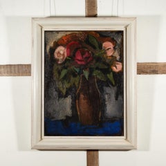 Flowers, Oil on Canvas Painting by Josef Herman, 1962