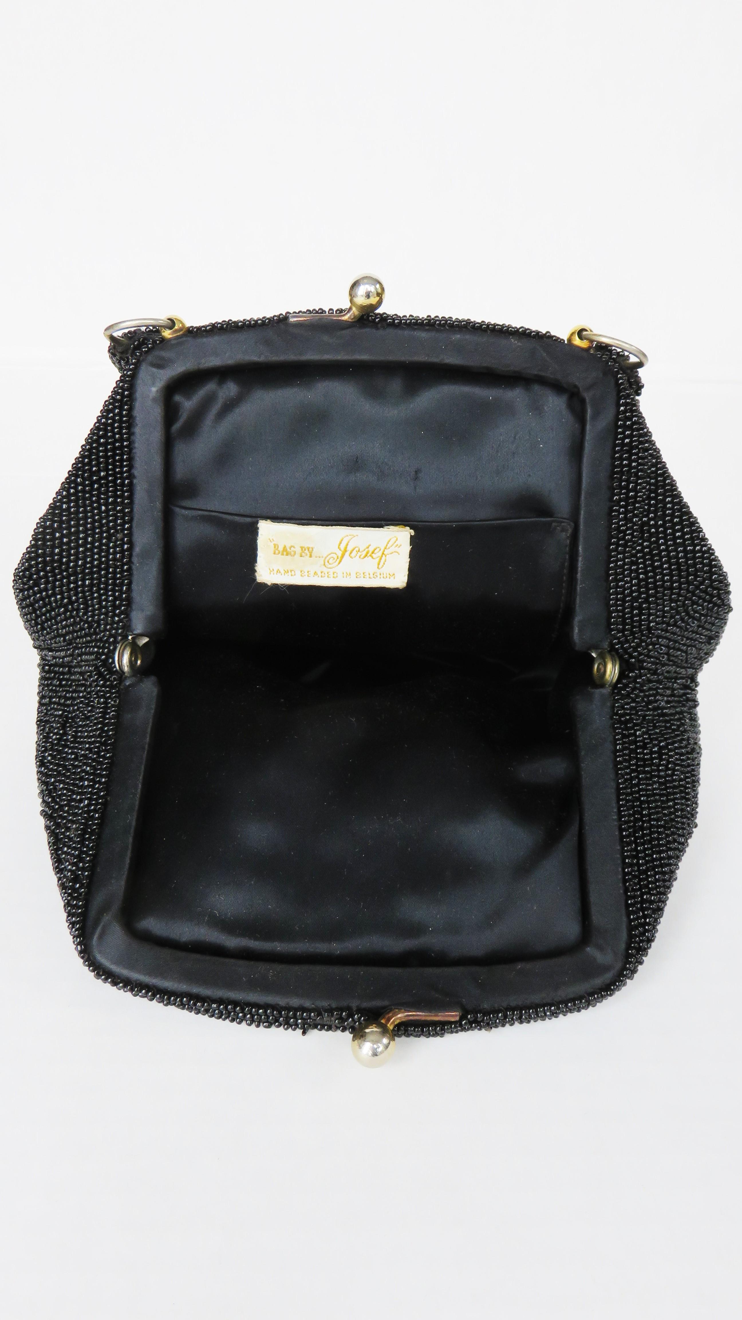 Josef of Belgium Hexagon Glass Beaded 1940s Handbag For Sale 6