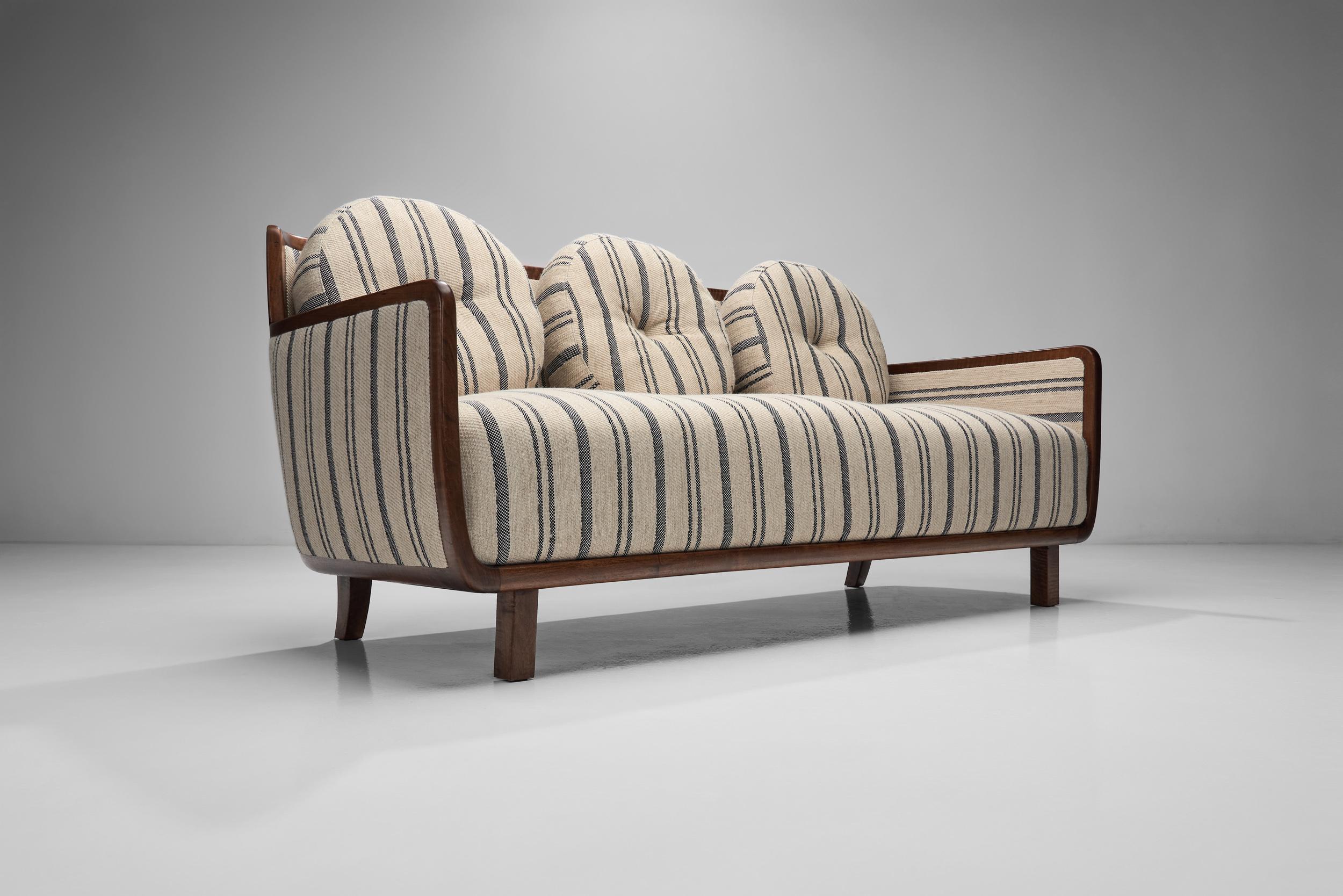 Tissu Canapé trois places Josef Hillerbrand pour Deutsche Werkstätten, Allemagne, années 1930 en vente