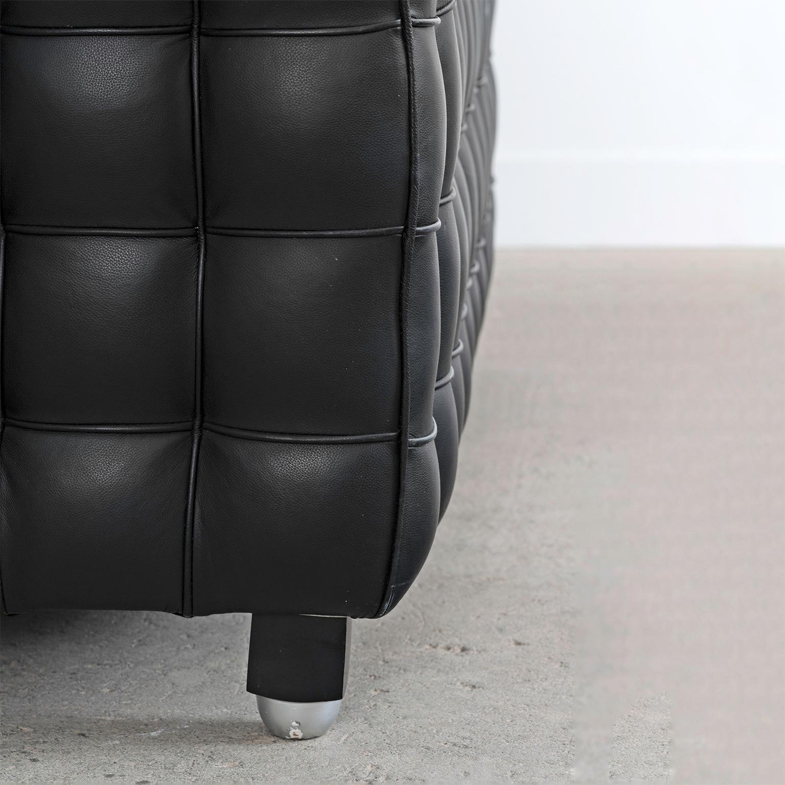 Josef Hoffman Attributed Black Leather Sofa Settee 4