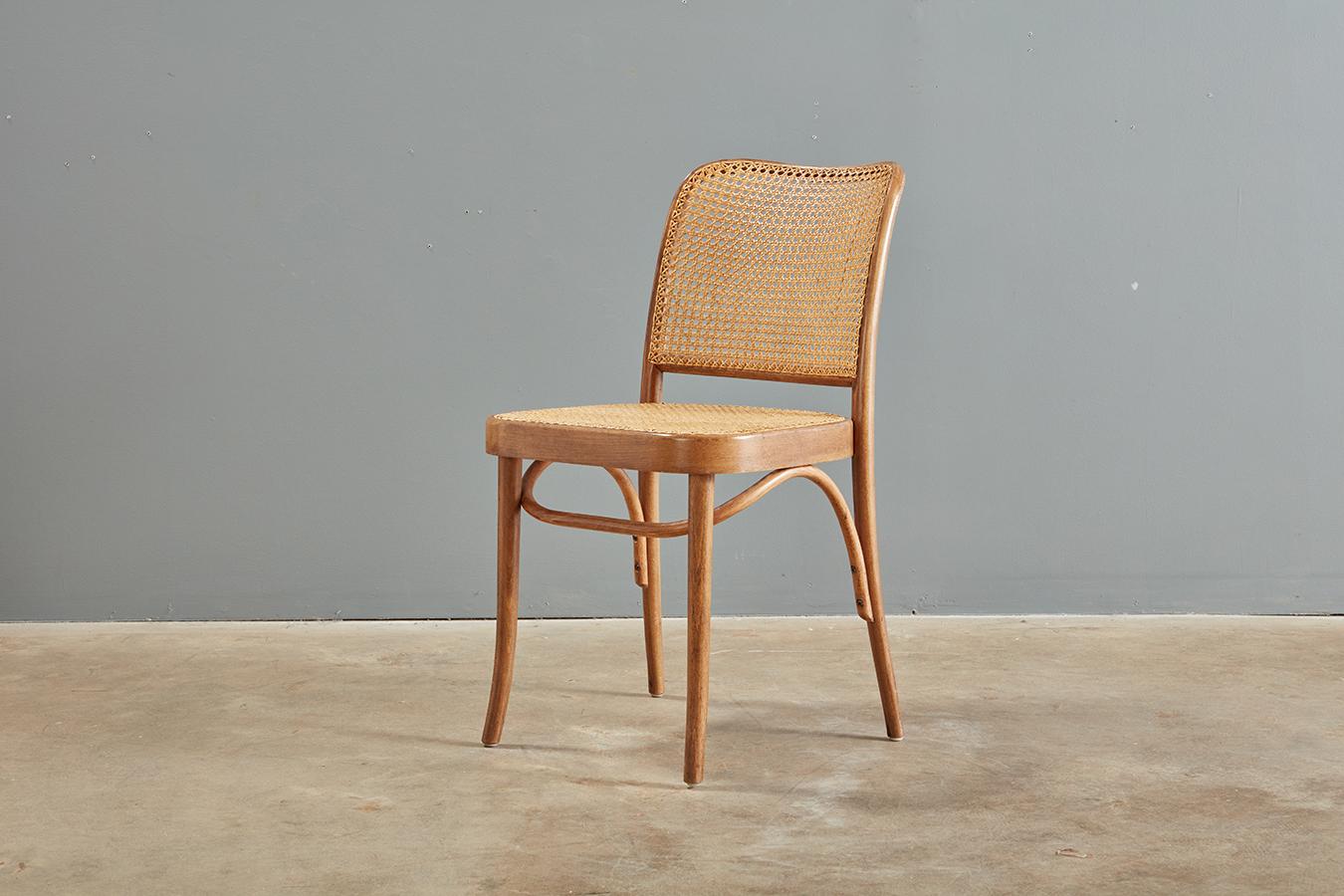 Bauhaus Josef Hoffman Bentwood and Cane Prague Chair for Thonet, 8 available  For Sale
