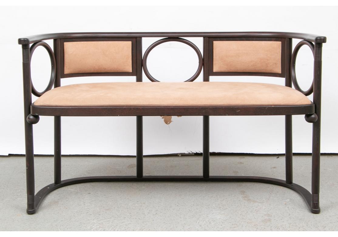 Classic Wiener Werkstätte design by Josef Hoffmann (Austrian 1870-1956) and leading architect of the Secessionist Movement in the early 20th Century. The original design ca. 1910 for Jacob & Josef Kahn. Including a pair of armchairs, a settee and