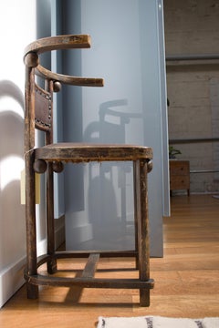 Fledermaus Armchair by Josef Hoffmann, Stained Wood & Brown Leather