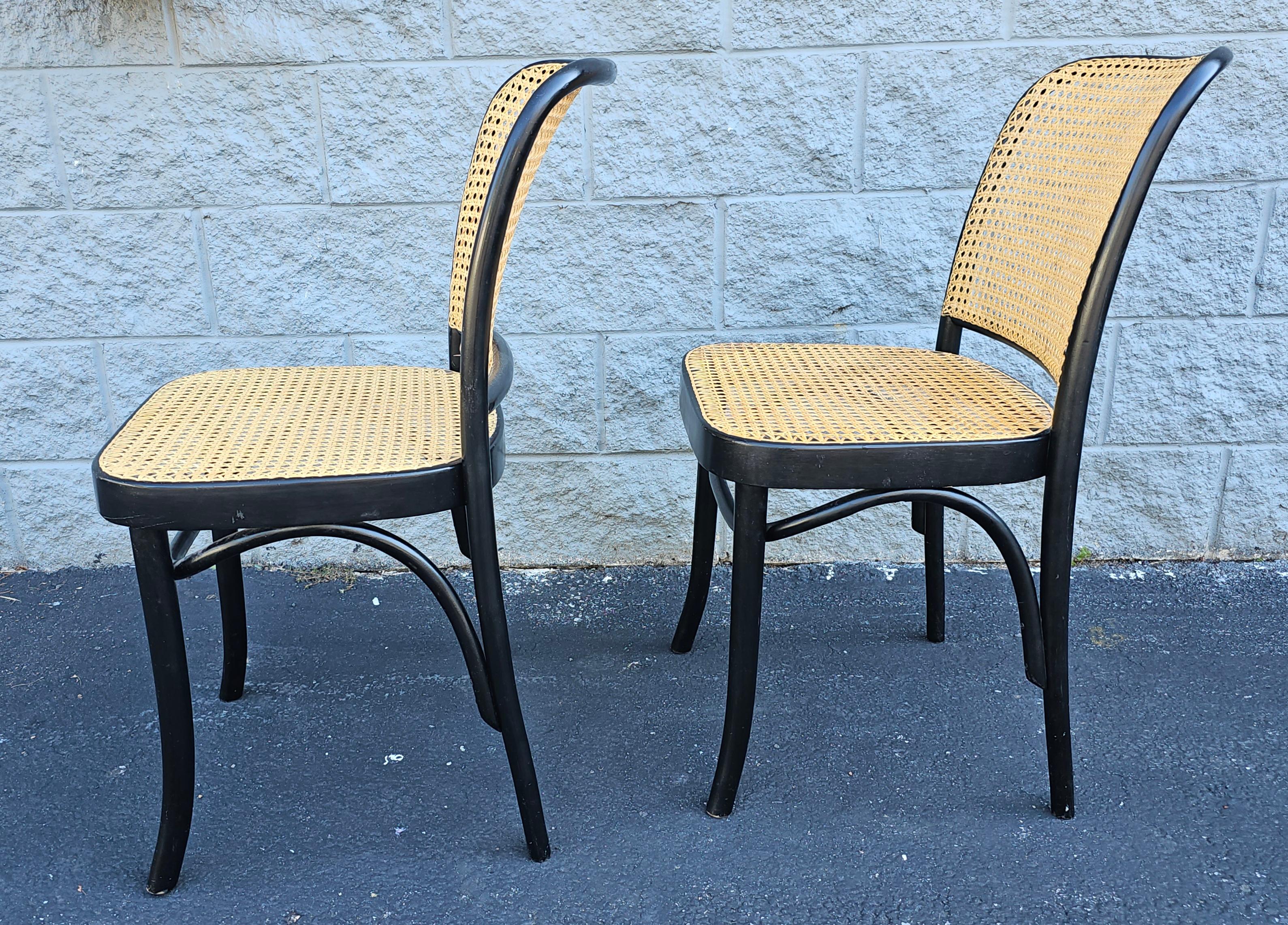 Josef Hoffman For FMG Poland Ebonized and Caned Side Chair In Good Condition For Sale In Germantown, MD