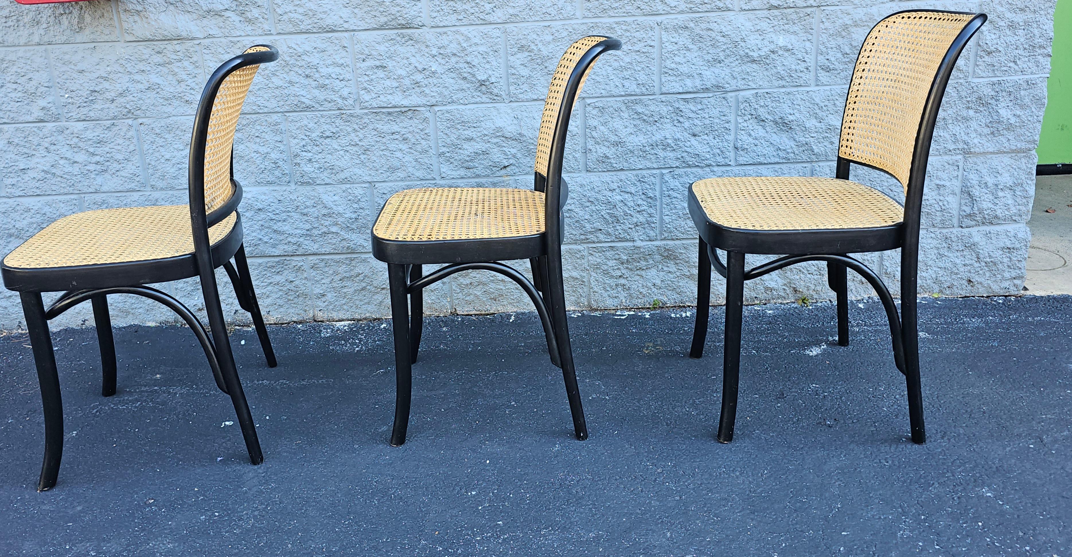 20th Century Josef Hoffman For FMG Poland Ebonized and Caned Side Chair For Sale
