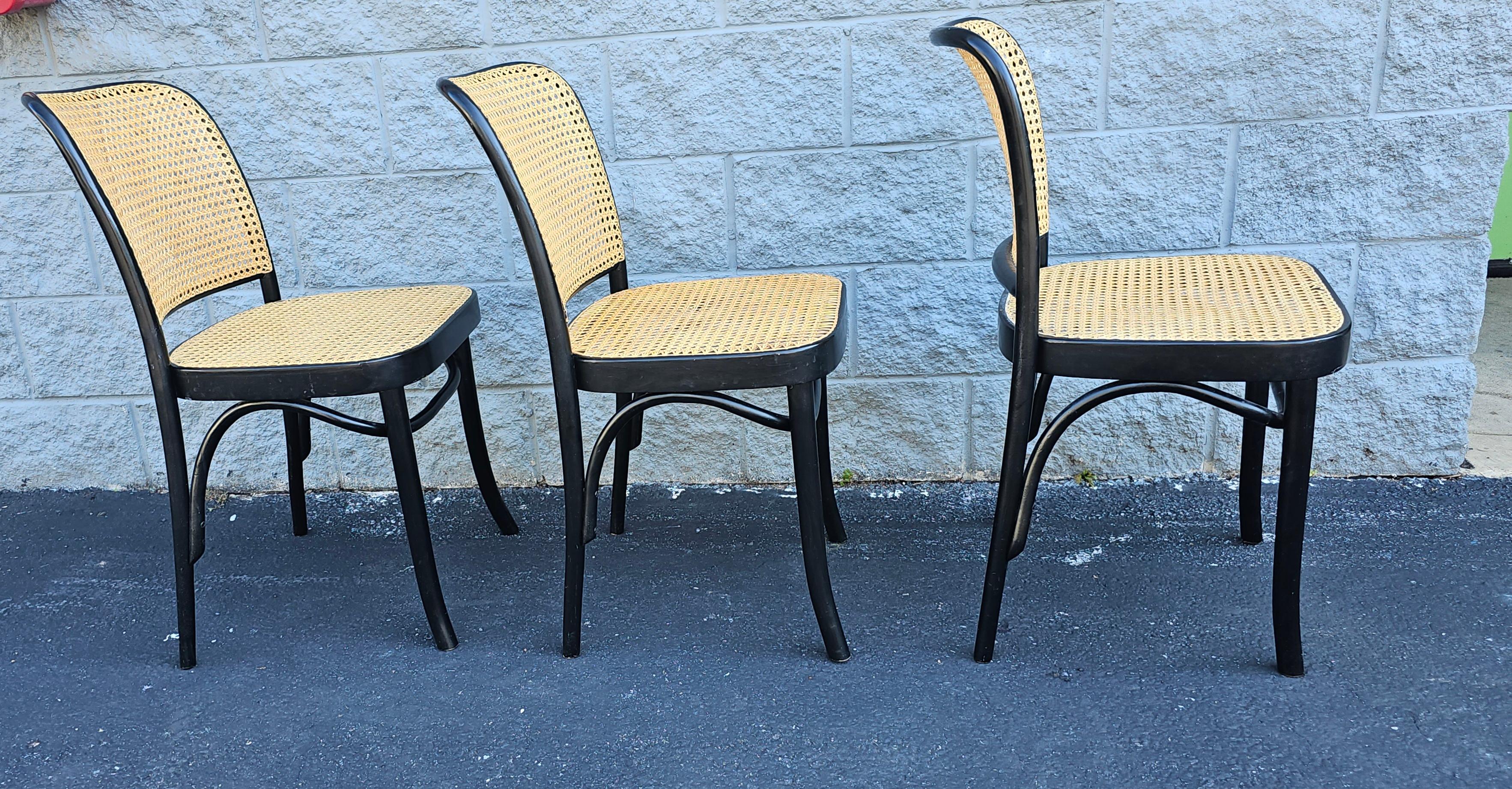 Josef Hoffman For FMG Poland Ebonized and Caned Side Chair For Sale 2