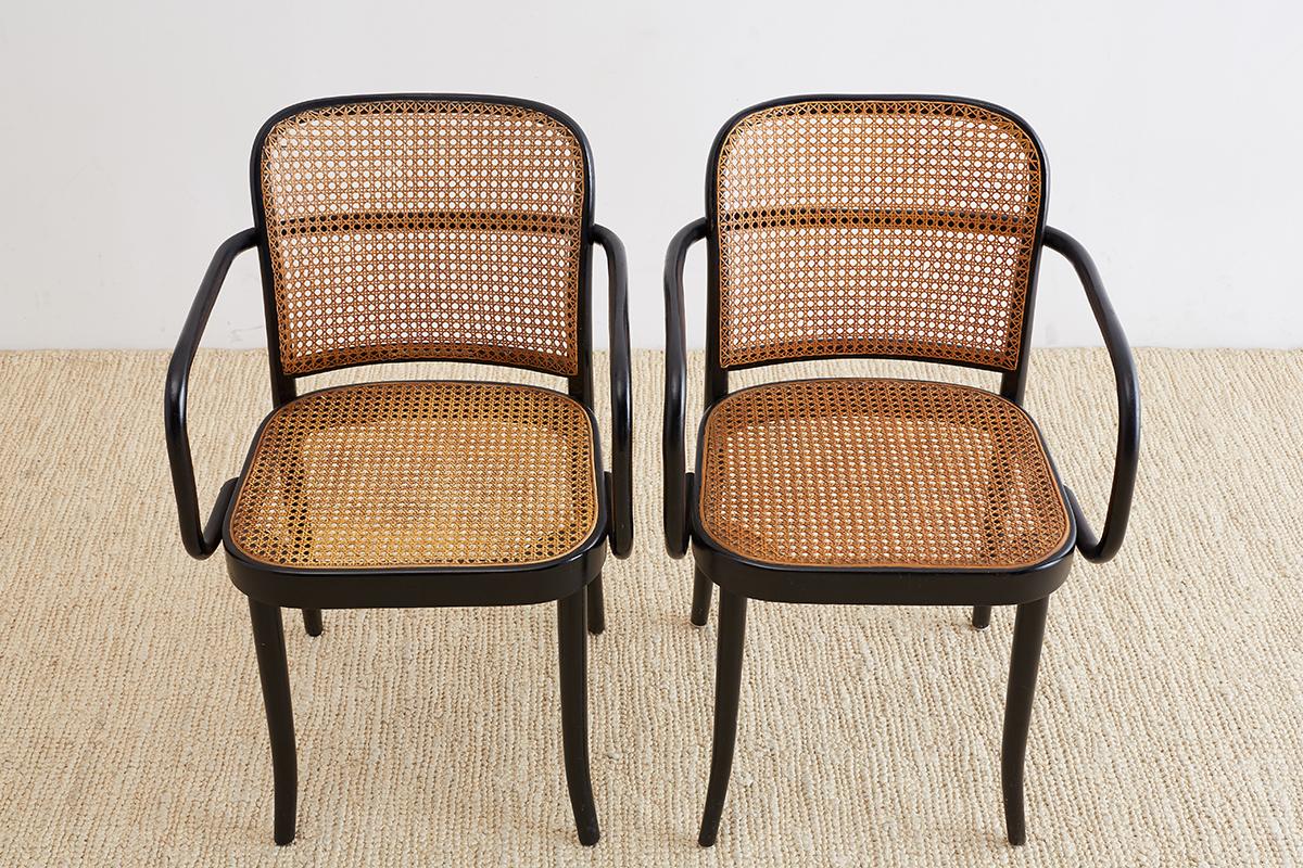 20th Century Josef Hoffman for Stendig Black Bentwood Prague Chairs