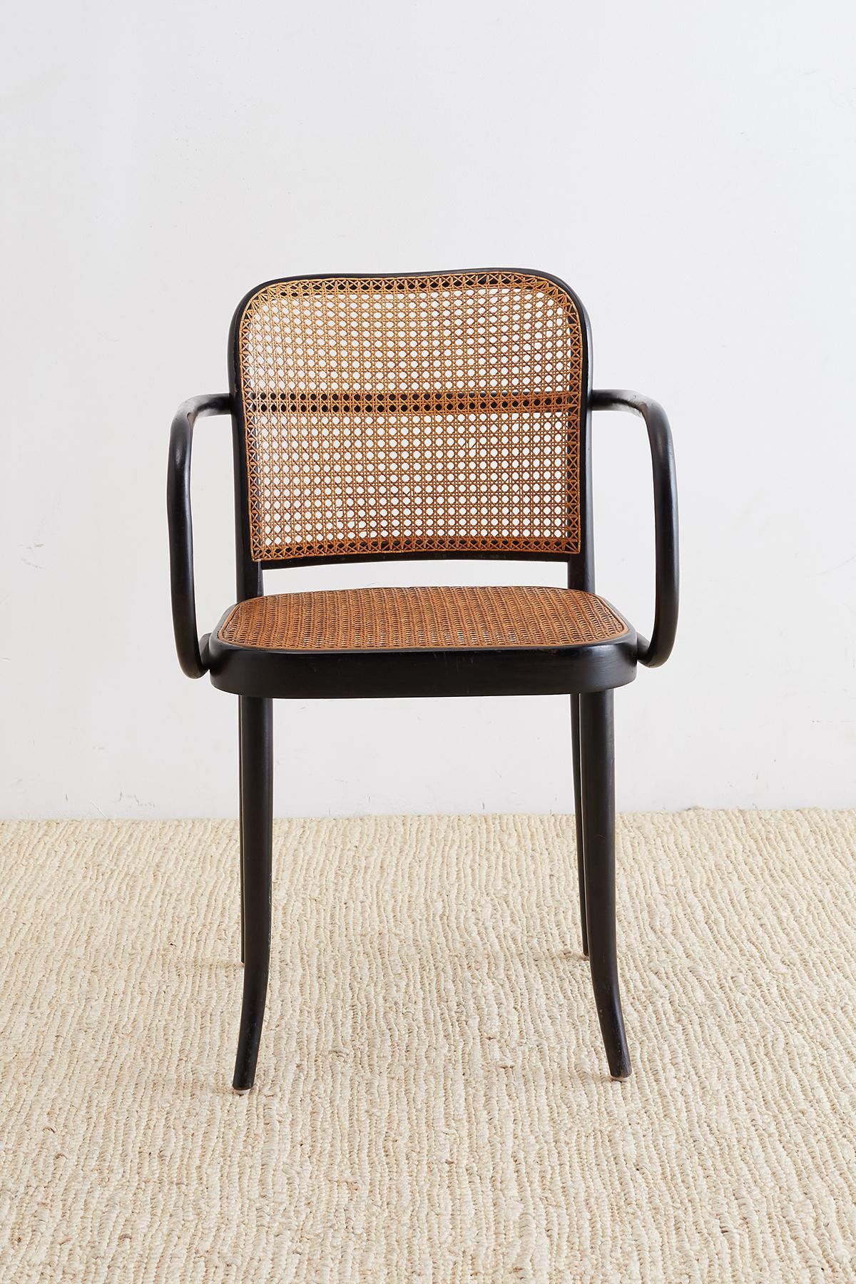 Mid-Century Modern Josef Hoffman for Stendig Black Bentwood Prague Chairs