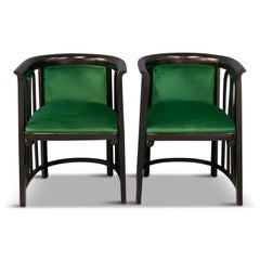 Josef Hoffman Pair of Secessionist Bentwood Barrel Back Arm Chairs for J&J Kohn