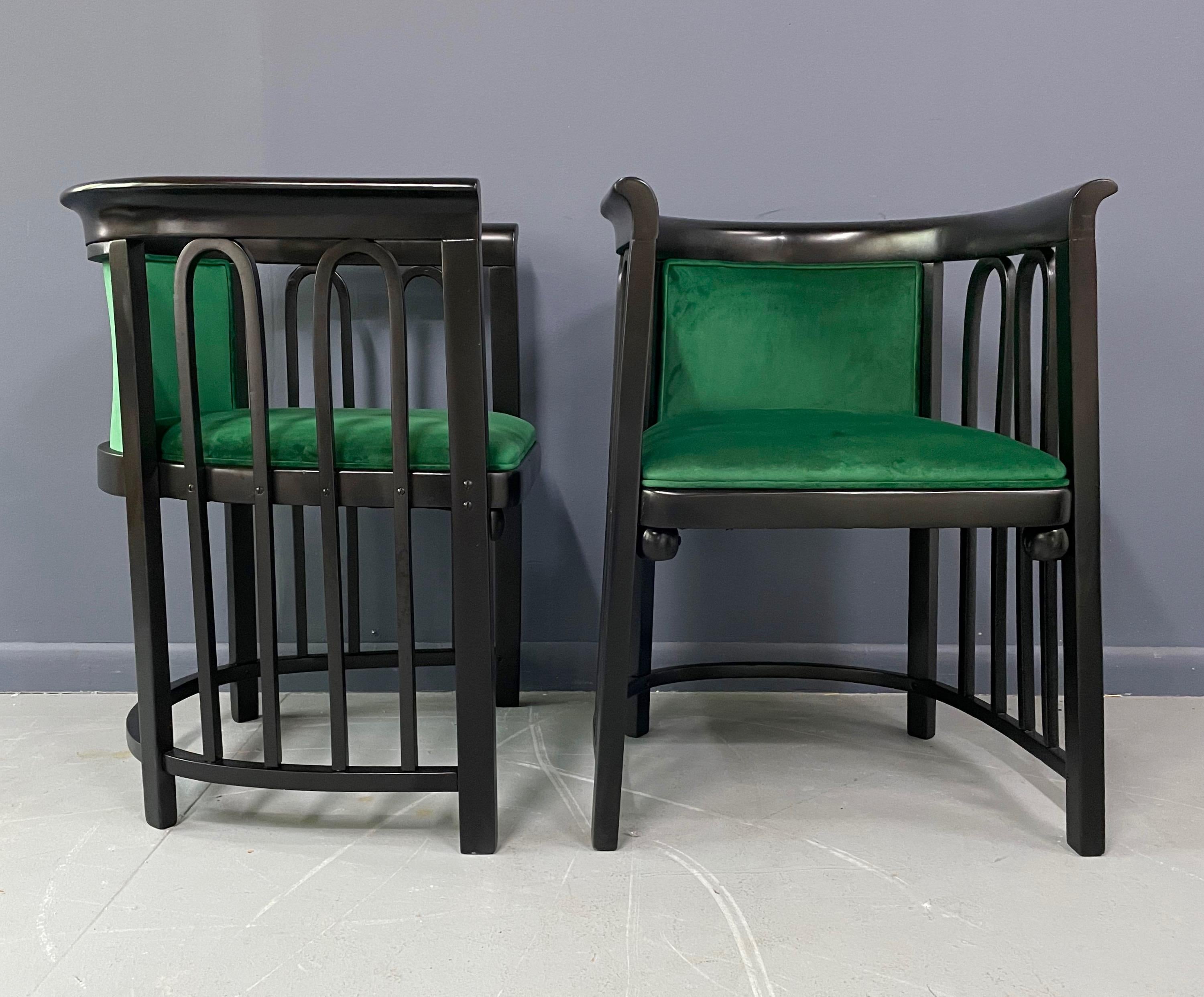 20th Century Josef Hoffman Pair of Secessionist Bentwood Barrel Back Arm Chairs for J&J Kohn