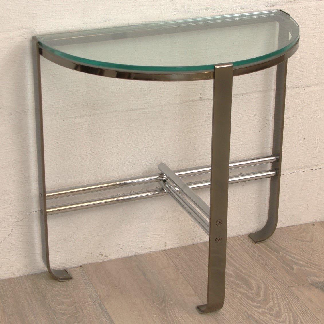 Josef Hoffman Style Vintage Demilune Chrome Side Table In Good Condition For Sale In New York, NY