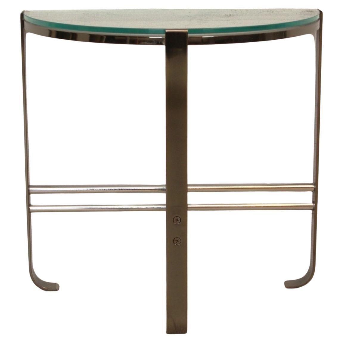 Josef Hoffman Style Vintage Demilune Chrome Side Table For Sale
