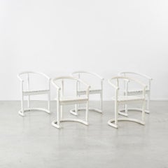 Josef Hoffman Style Set of Five White Chairs, Unknown, circa 1970
