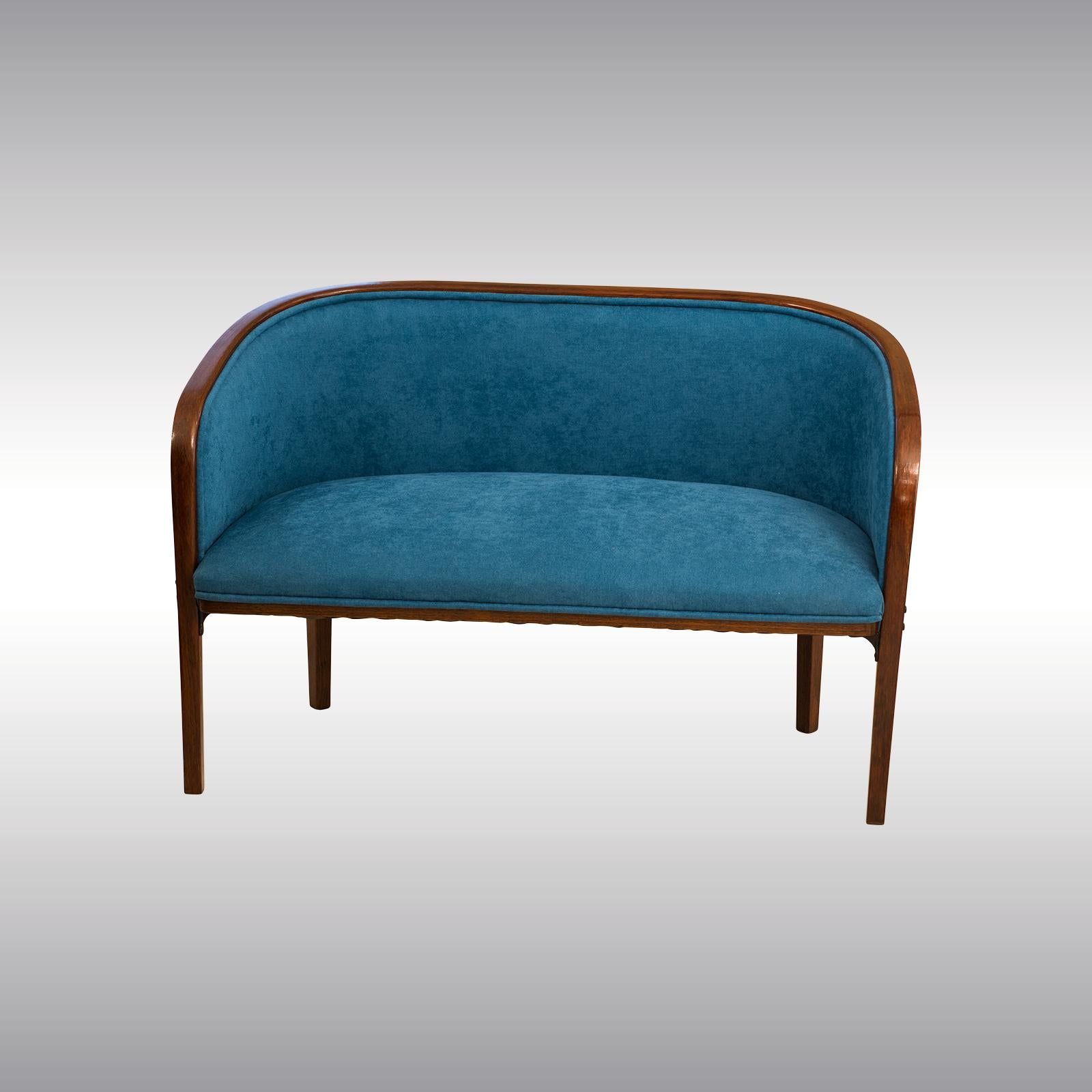 Jugendstil Josef Hoffmann 795 Barrel-Bench, Kohn For Sale