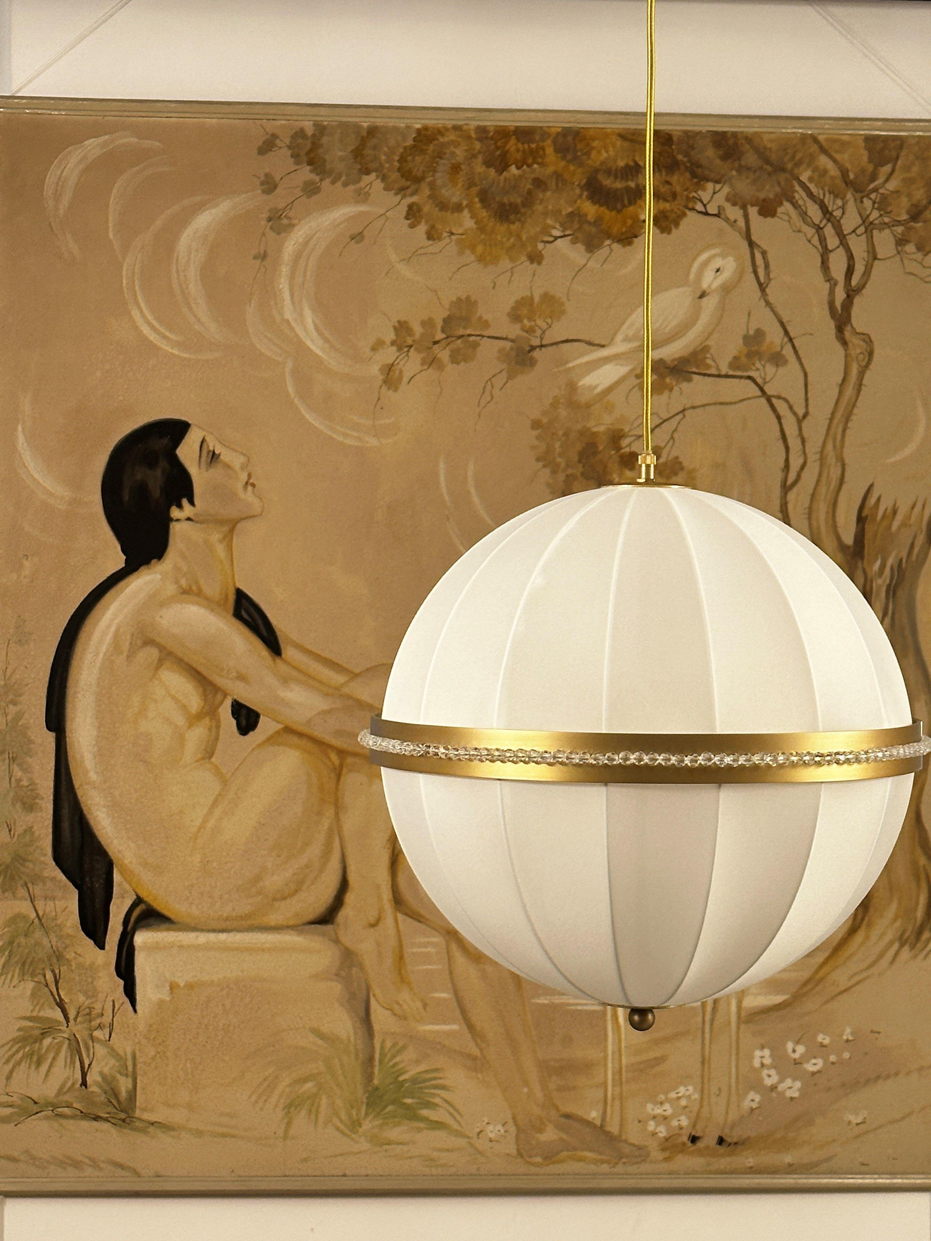 Josef Hoffmann e il lampadario di seta e ottone della Wiener Werksaette in vendita 4