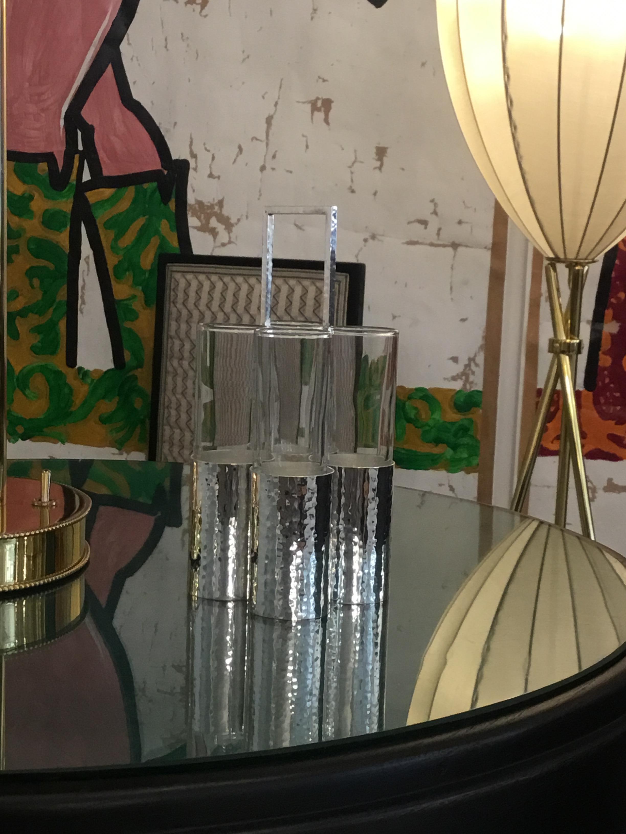 Hand-Crafted Josef Hoffmann and the Wiener Werkstätte Shot-Server, Silver Plated, Re Edition For Sale