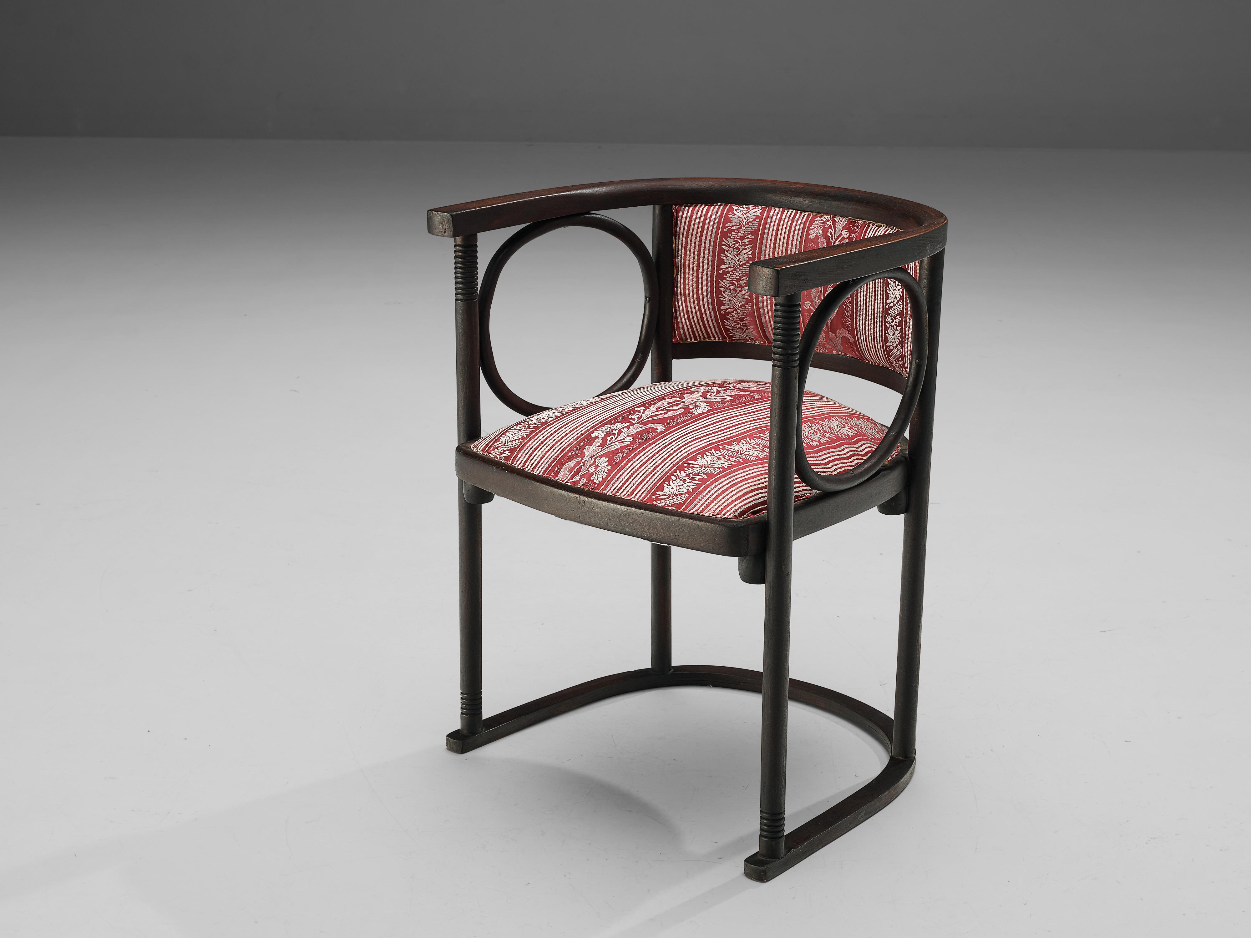 Josef Hoffmann, armchair, Austria, design 1930s 

This beautifully shaped bentwood armchair designed by Josef Hoffmann (1870-1956) is characterized by a sculptural construction, featuring clear lines and round edges. Hoffman is an expert in