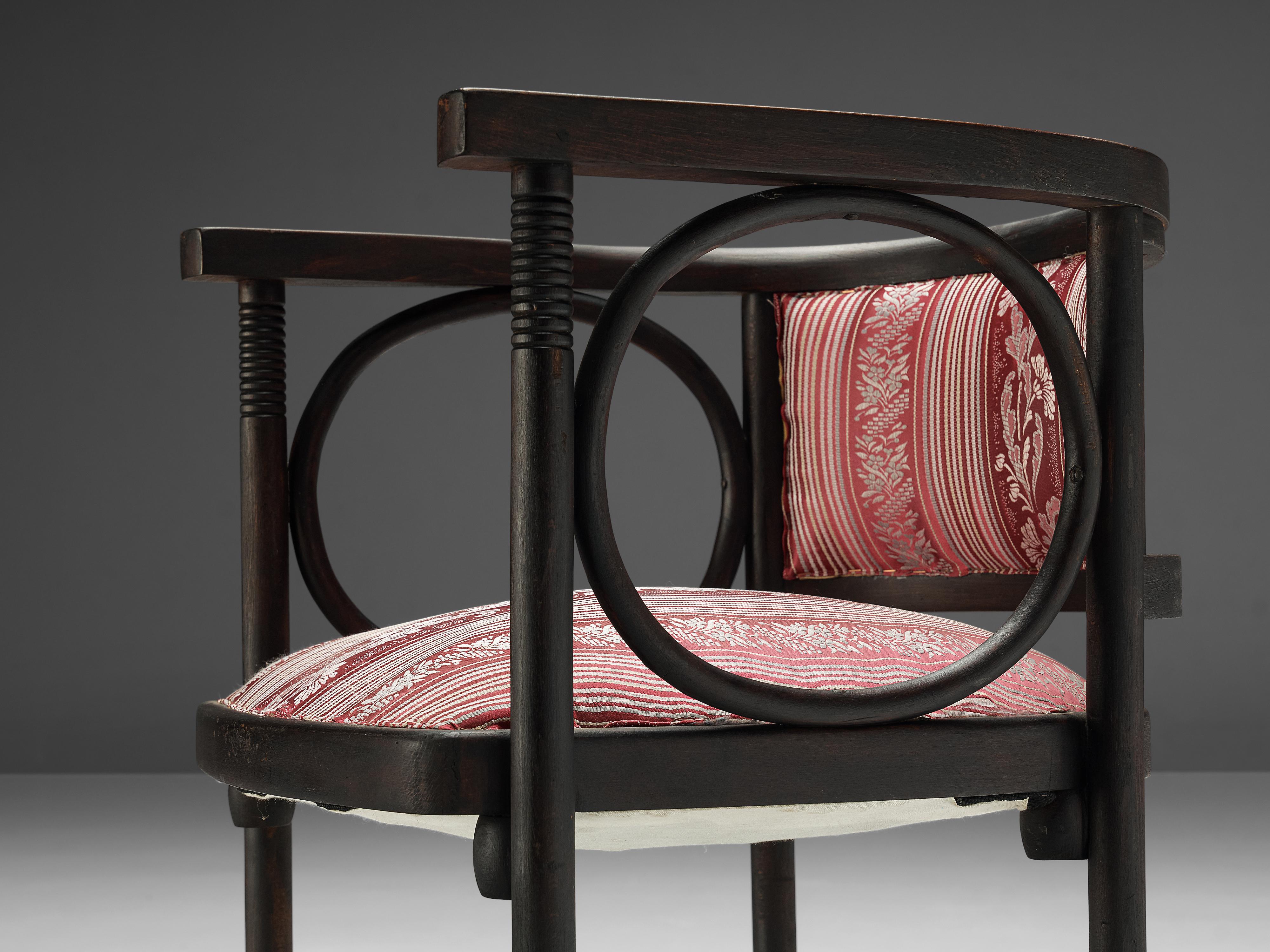 Arts and Crafts Josef Hoffmann Armchair in Floral Upholstery