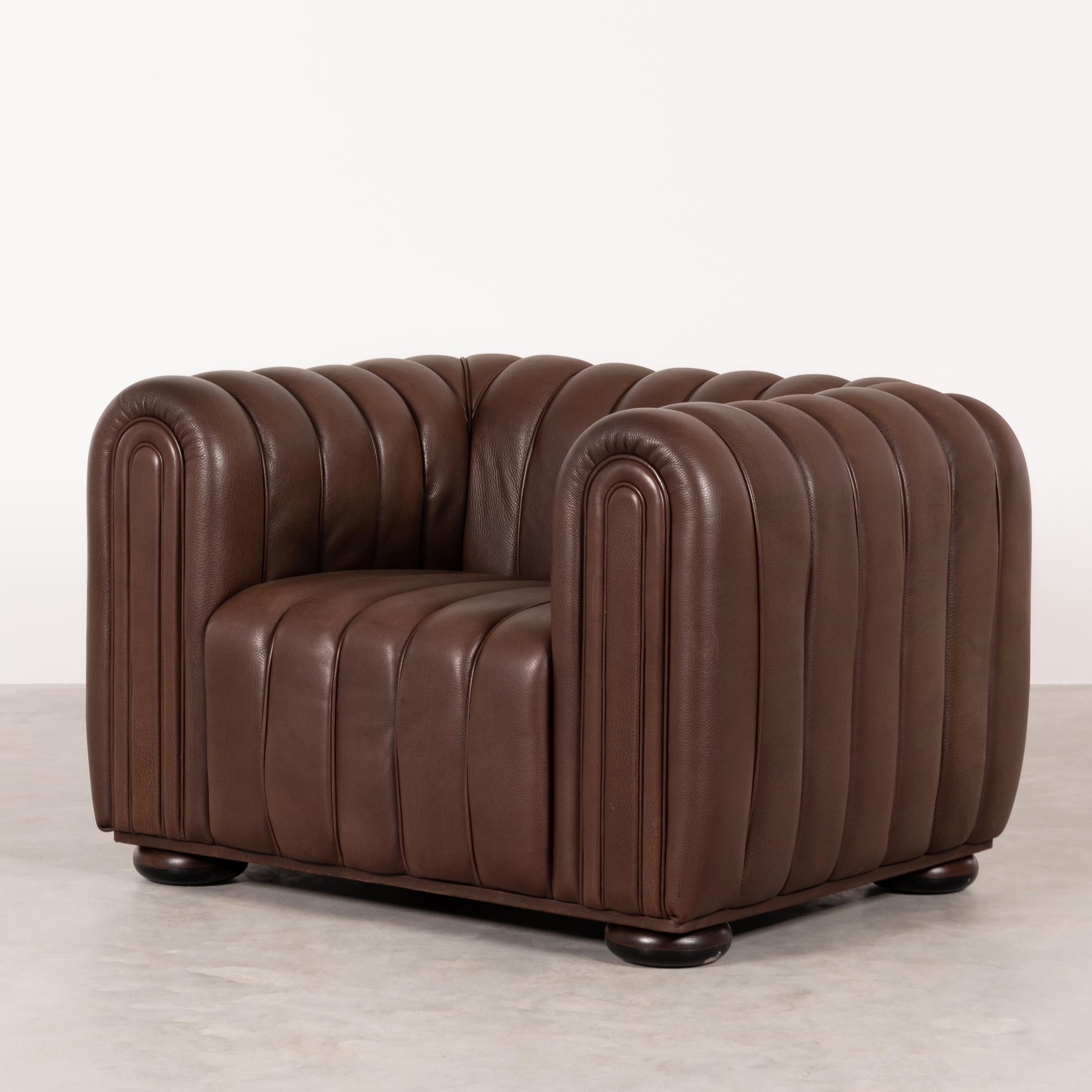 Early 20th Century Josef Hoffmann Armchair Model Club 1910 in Brown Leather for Wittmann, Austria