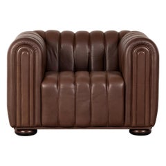 Josef Hoffmann Armchair Model Club 1910 in Brown Leather for Wittmann, Austria