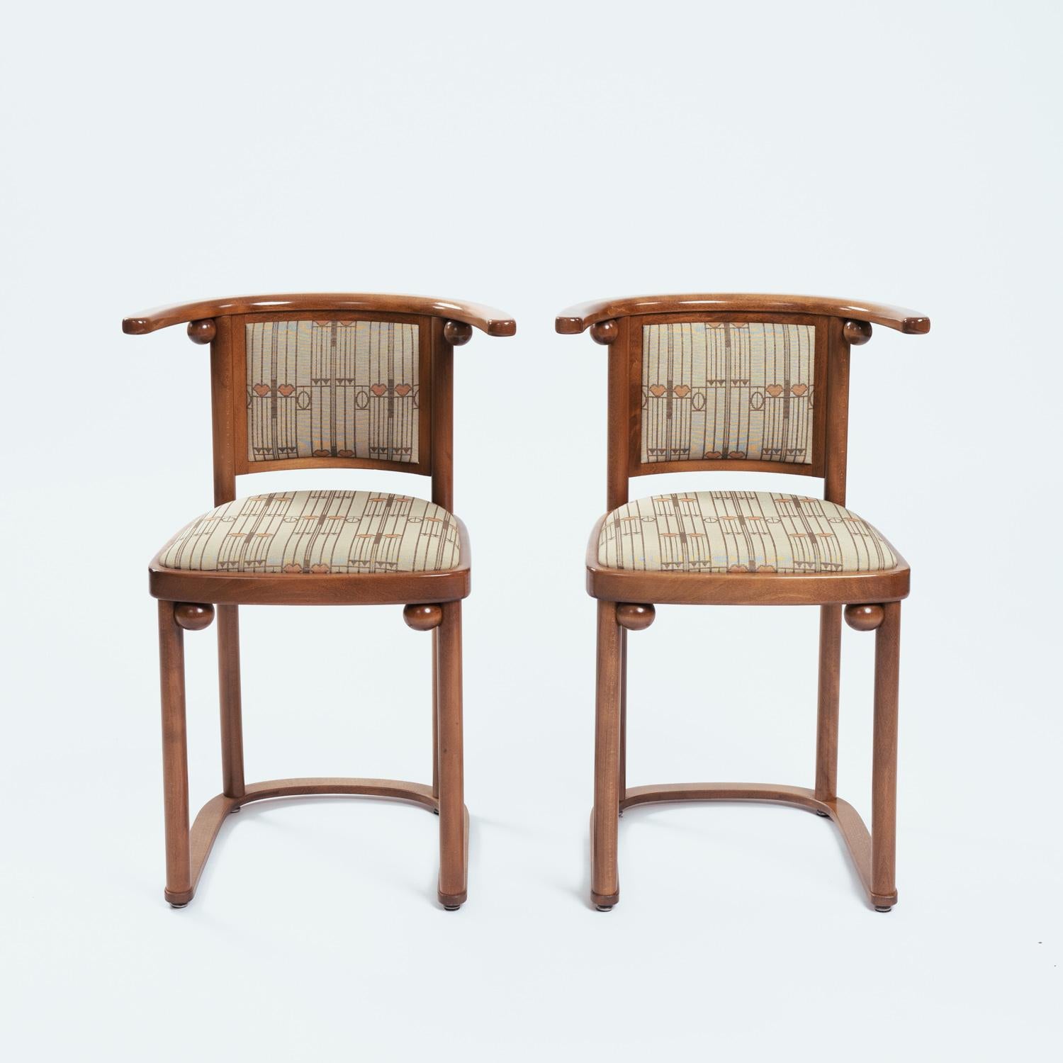 Ensemble de 2 chaises de salle à manger Art Nouveau Josef Hoffmann Fledermaus par Wittmann