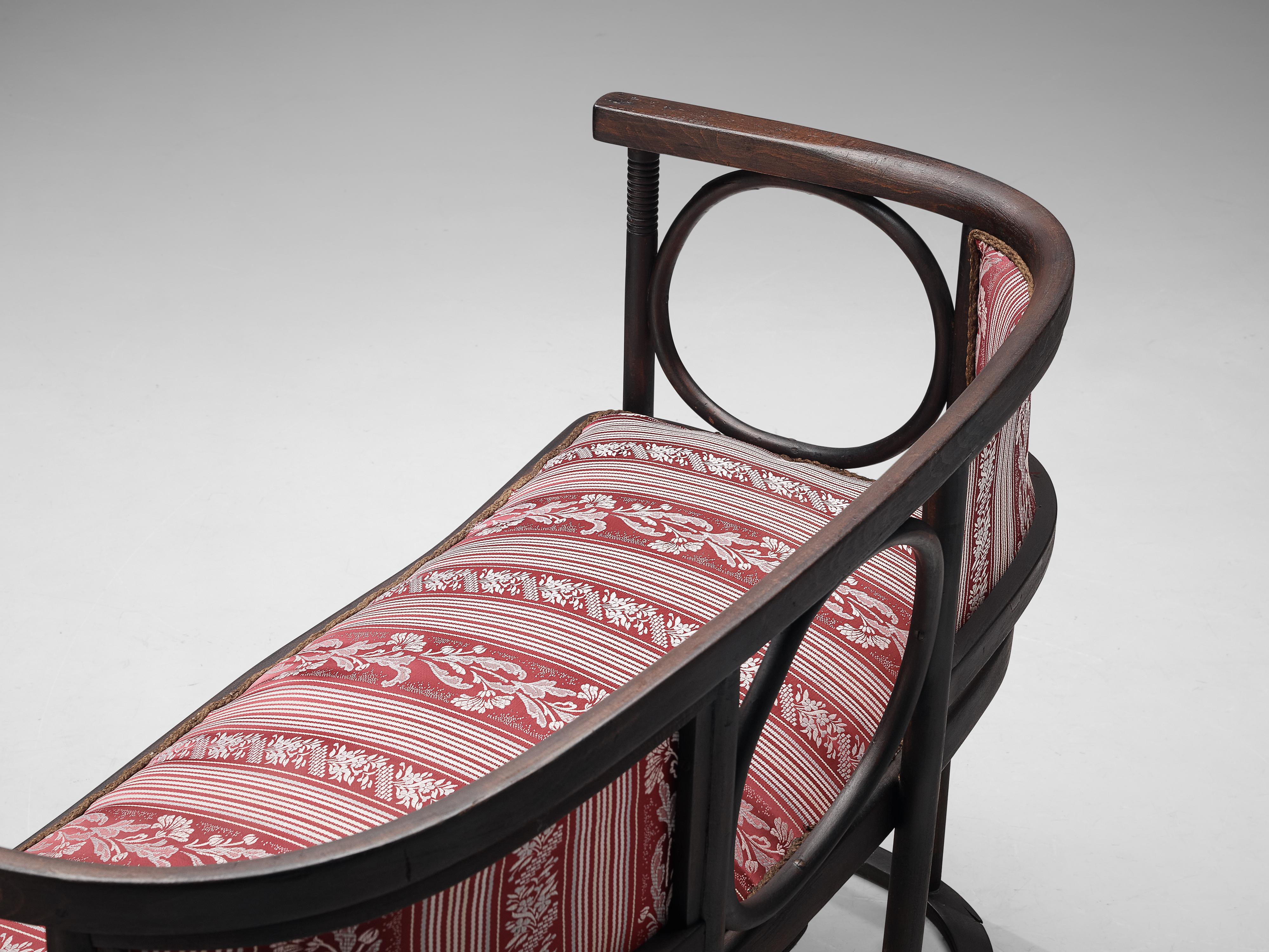 Arts and Crafts Josef Hoffmann Bench in Floral Upholstery