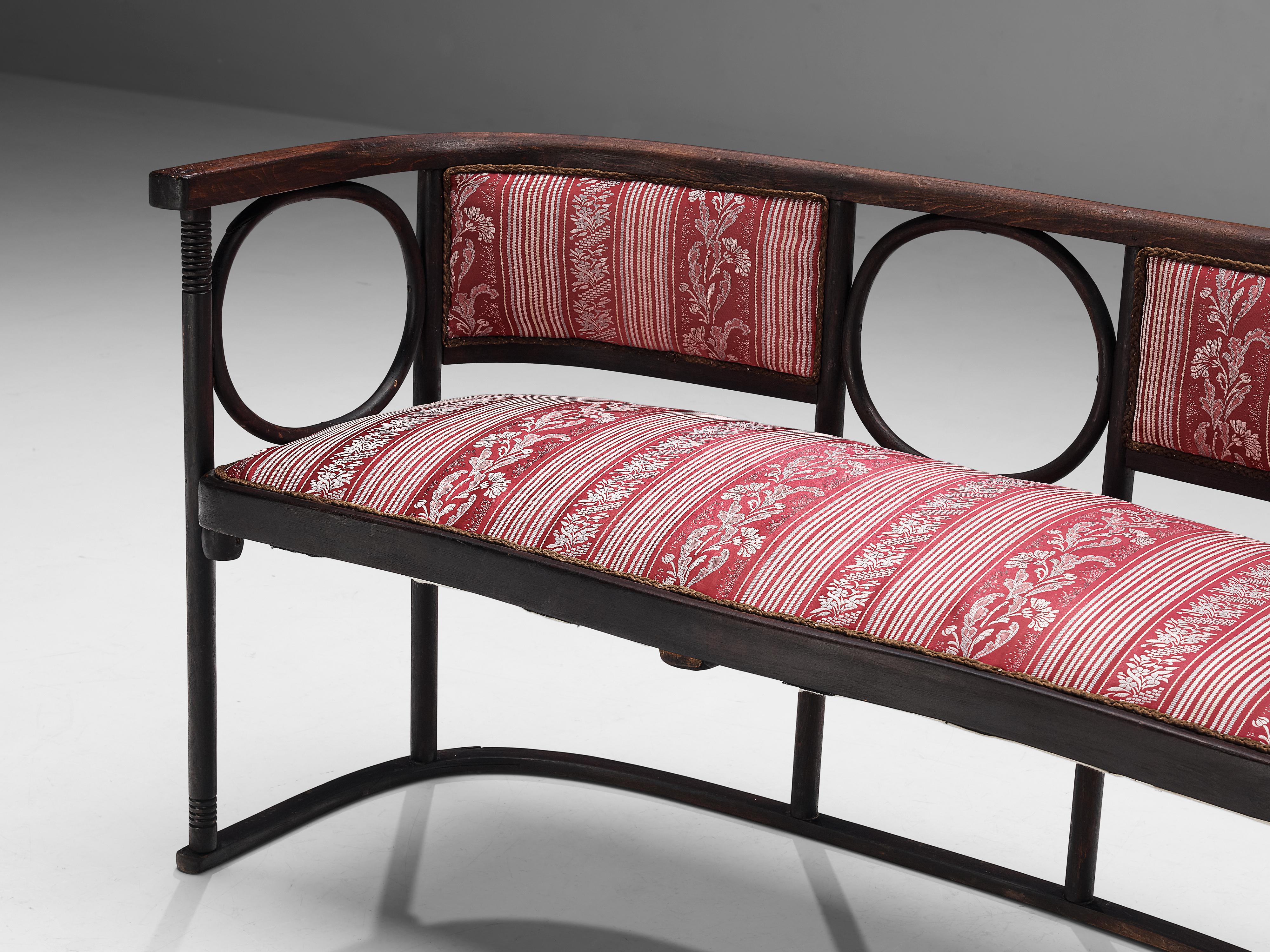 Josef Hoffmann Bench in Floral Upholstery In Good Condition In Waalwijk, NL
