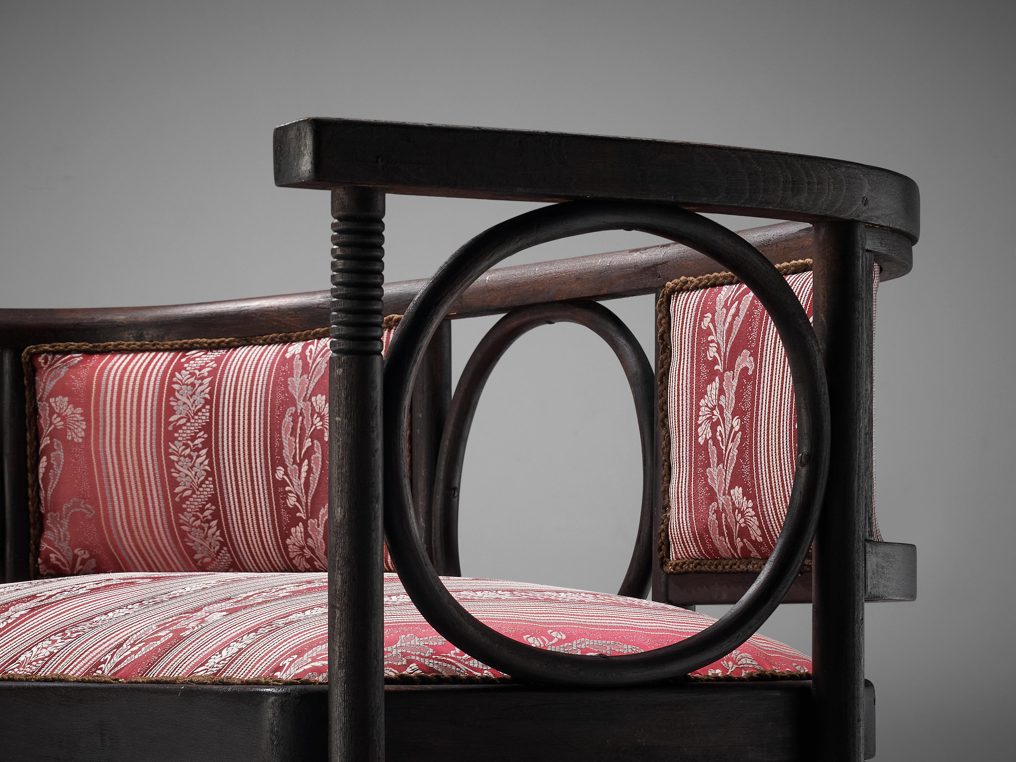 Fabric Josef Hoffmann Bench in Floral Upholstery