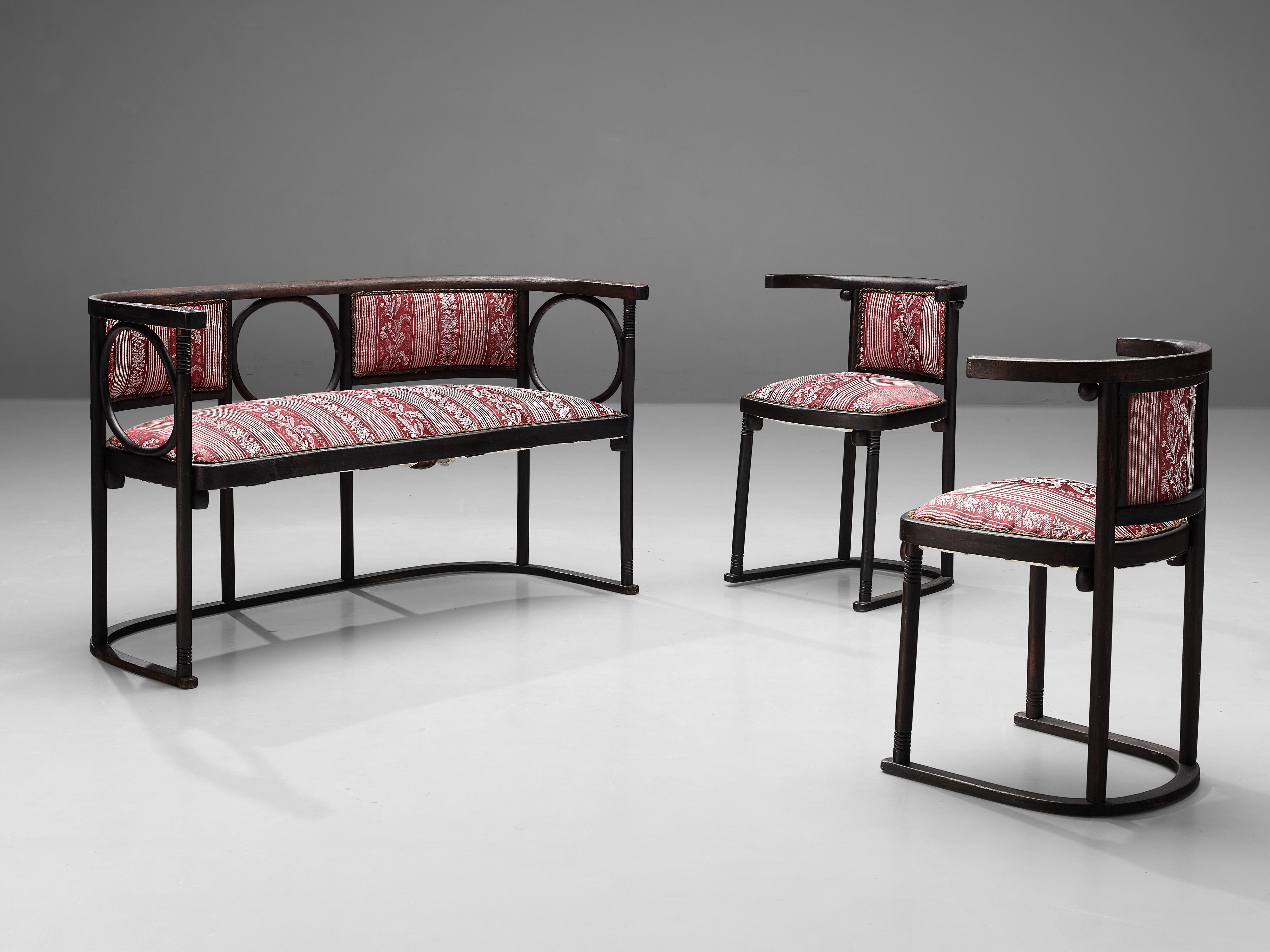 Josef Hoffmann Bench in Floral Upholstery 2