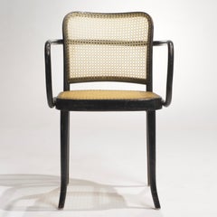 Josef Hoffmann Bentwood Beech Prague Model 811 Chairs in Black and Pigskin Weave
