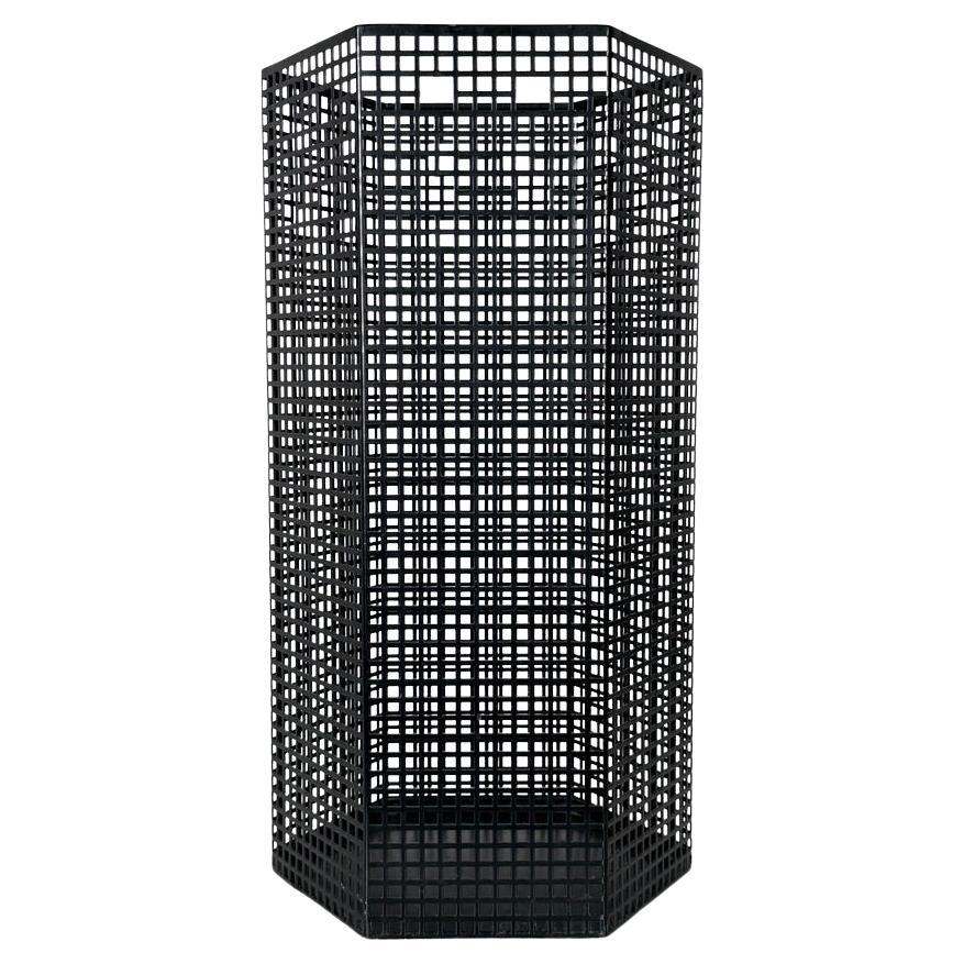 Josef Hoffmann Black Gitterwerk Waste Basket or Umbrella Stand for Bieffeplast For Sale