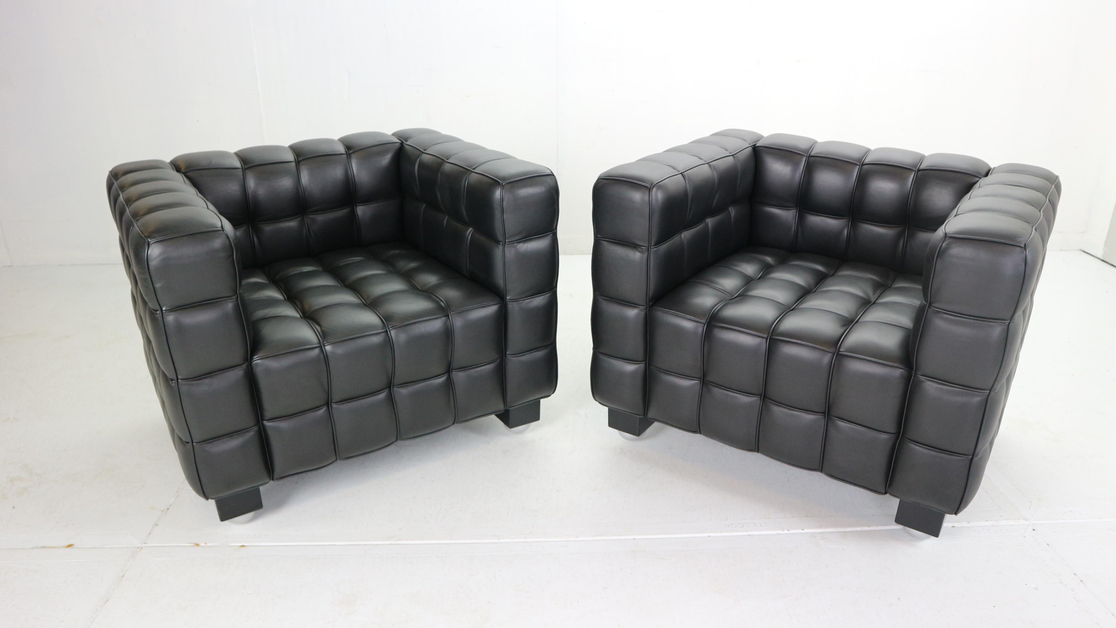 Art Nouveau Josef Hoffmann Black Leather 