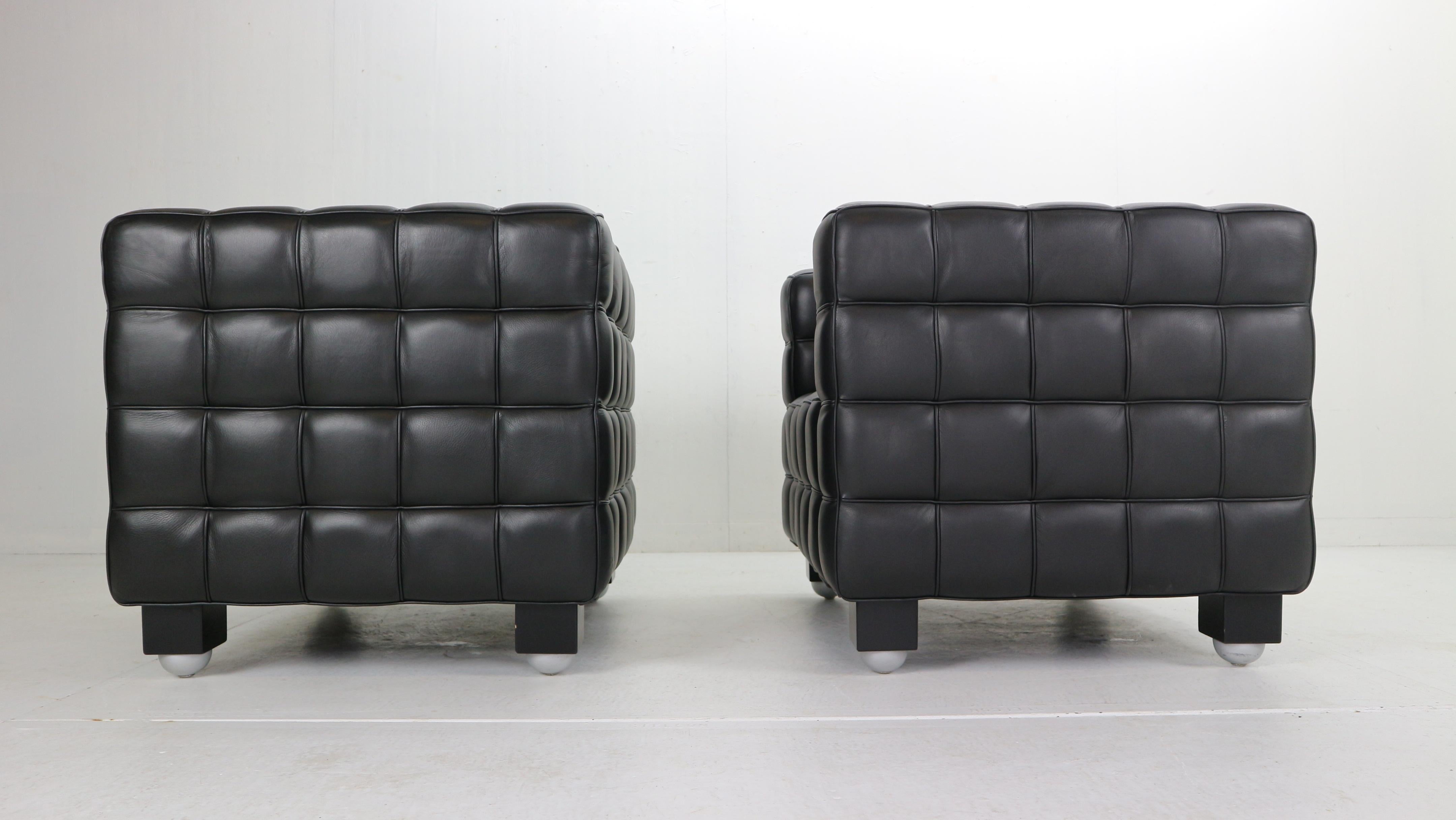 Early 20th Century Josef Hoffmann Black Leather 