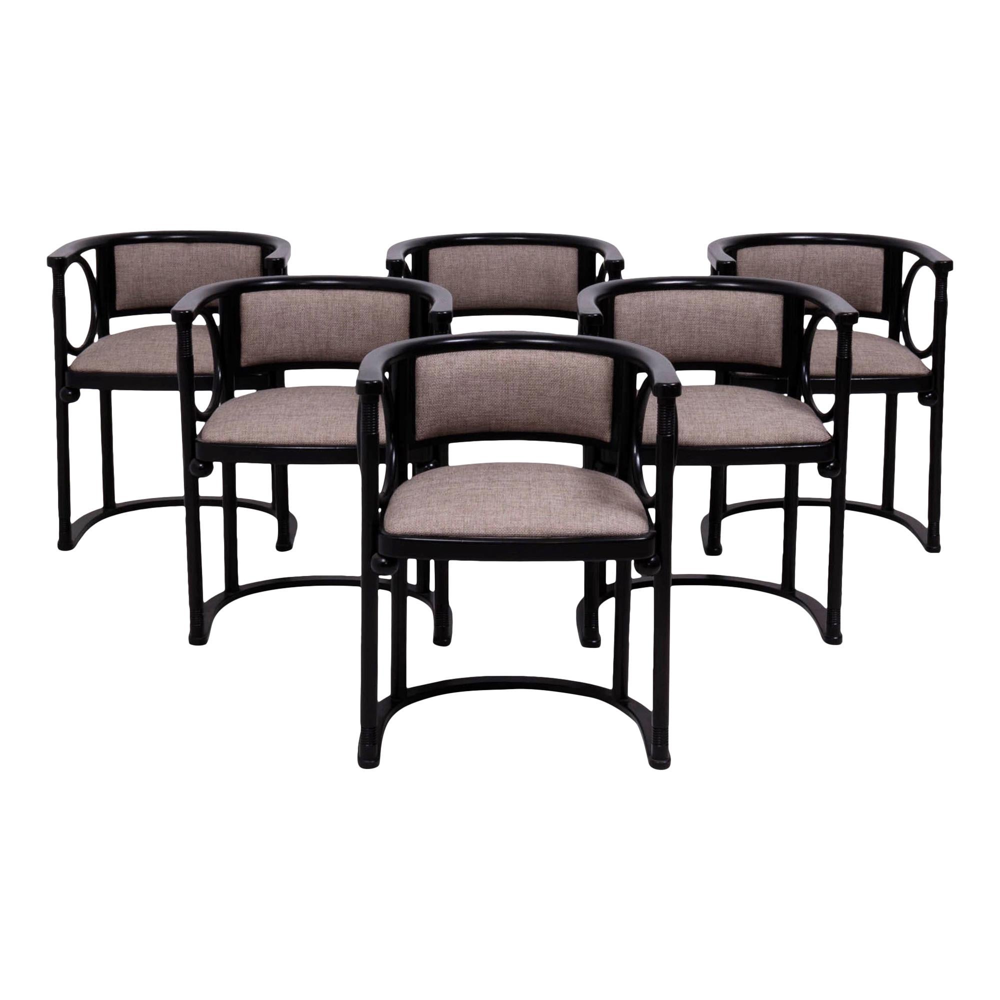 Art Deco Josef Hoffmann by Wittmann Black Bentwood Dining Chairs, Set of 6