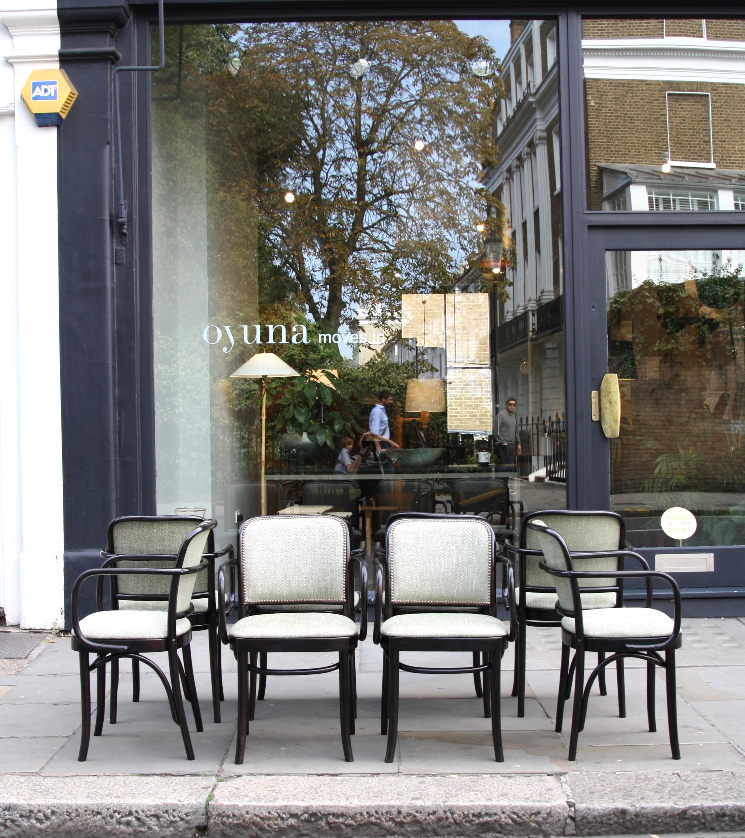 Josef Hoffmann Cotton and Brass Set of Eight No. 811 Chairs In Excellent Condition In London, GB