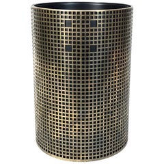 Josef Hoffmann Design Perforated Brass Umbrella Stand or Basket, 1950s, Austria