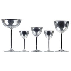 Antique Josef Hoffmann Five Goblets Trinkservicecm, 1920, Design J & L Lobmeyr