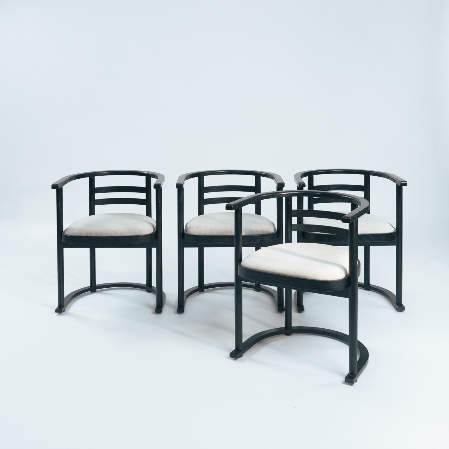 Danois Josef Hoffmann Fledemaus style dining chairs, Bauhaus, set of 8 en vente