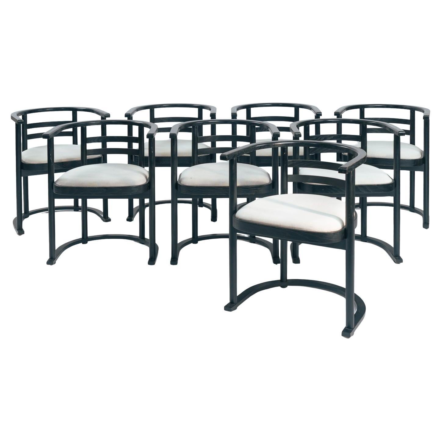 Josef Hoffmann Fledemaus style dining chairs, Bauhaus, set of 8