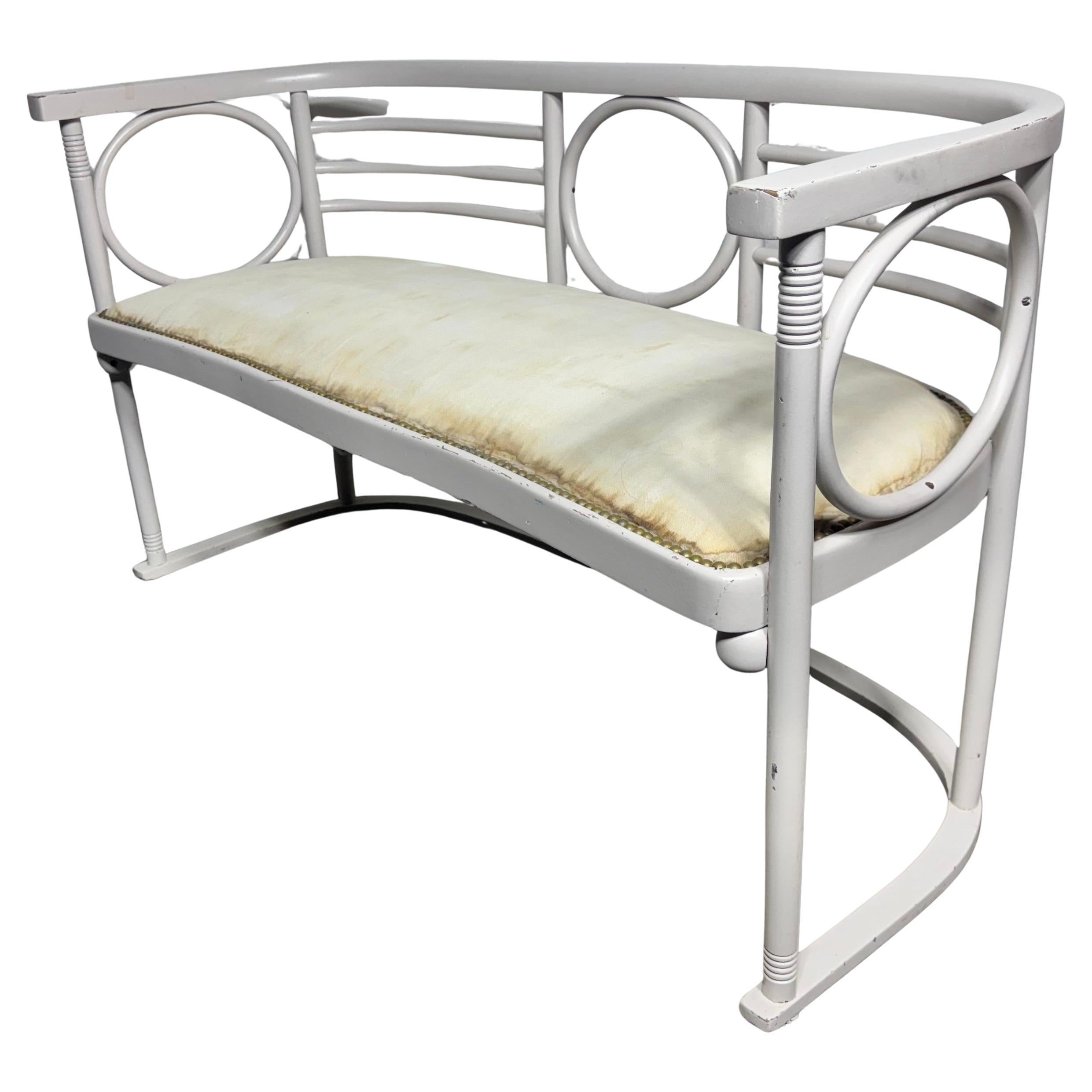 Josef Hoffmann Fledermaus Bentwood Settee Bench / White Lacquer