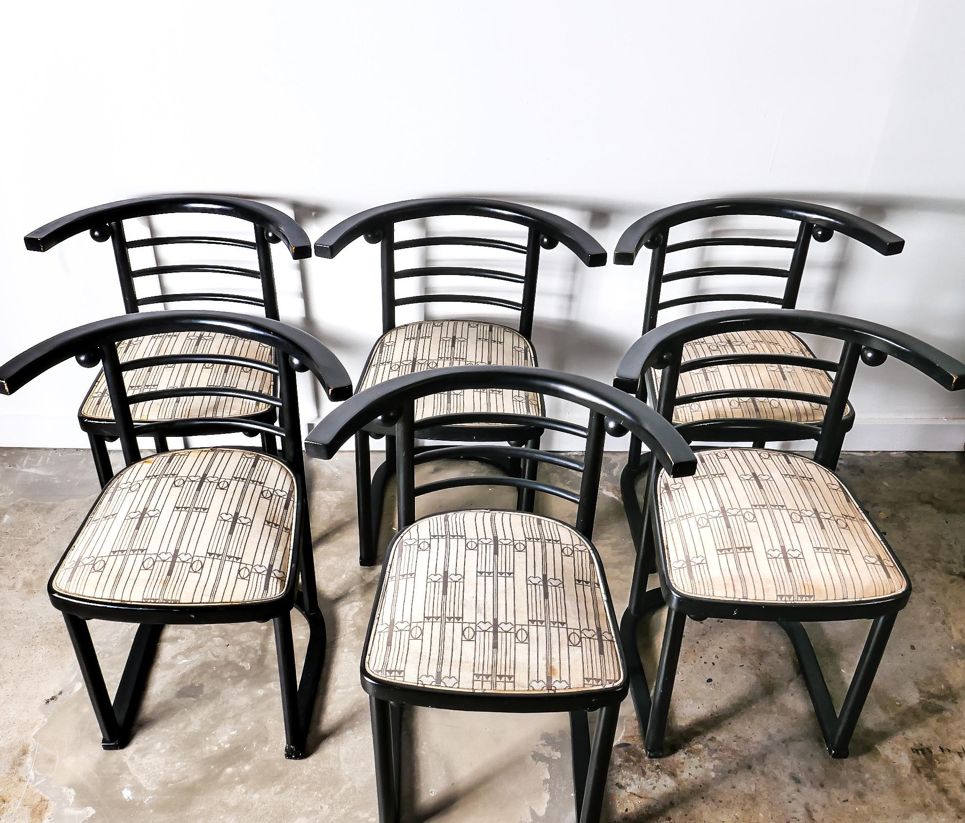 Josef Hoffmann Fledermaus Stühle, ein Satz von sechs Thonet (Wiener Secession) im Angebot
