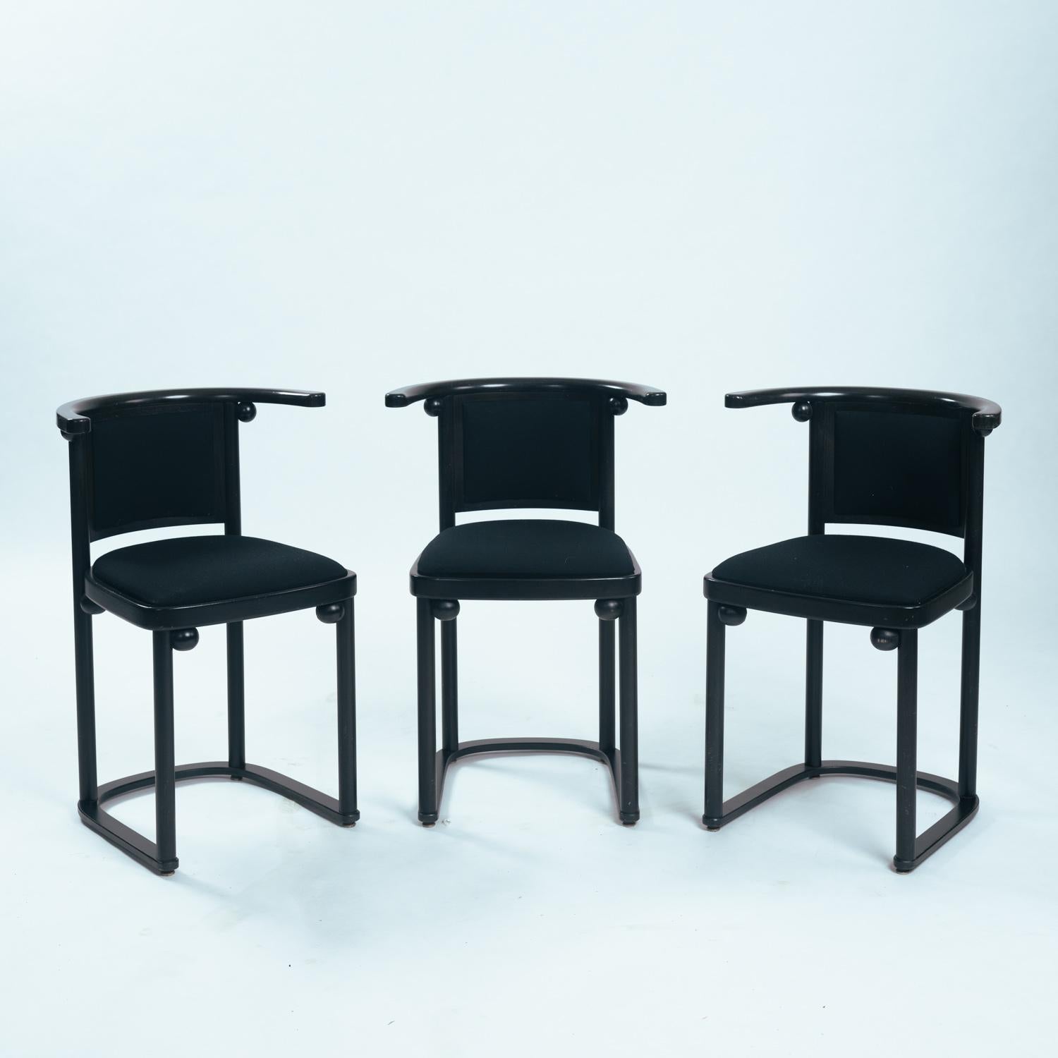 Cotton Josef Hoffmann Fledermaus chairs by Wittmann, Art Nouveau, Austria 1920s