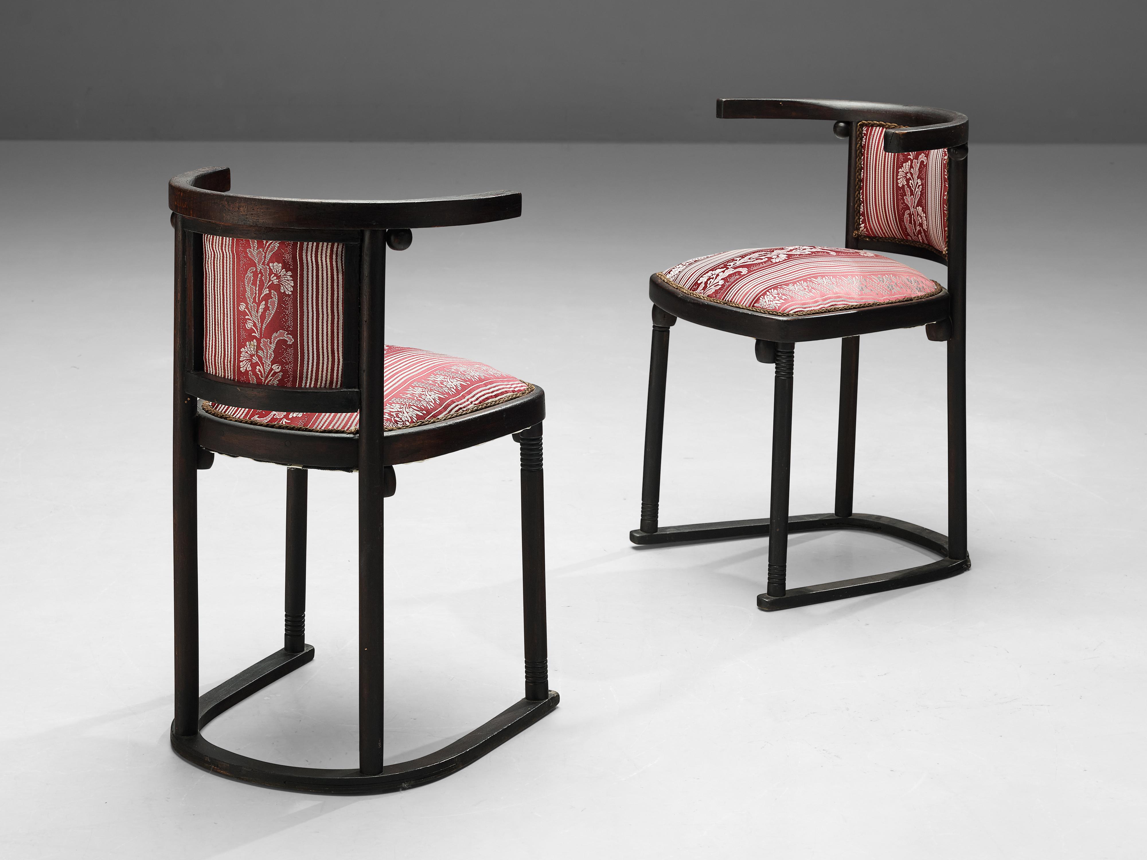 Arts and Crafts Josef Hoffmann ‘Fledermaus’ Dining Chairs in Floral Upholstery