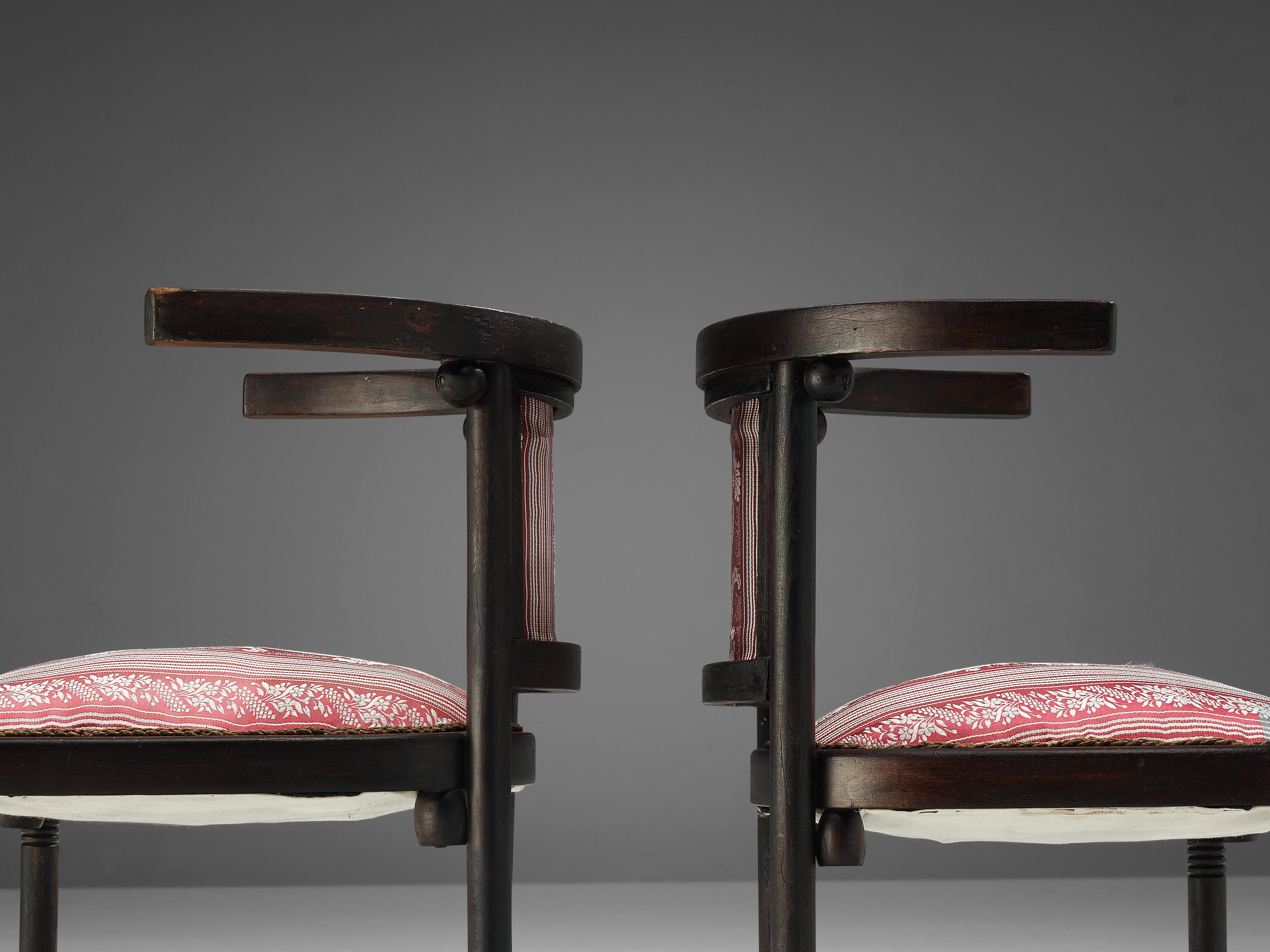 Josef Hoffmann ‘Fledermaus’ Dining Chairs in Floral Upholstery In Good Condition In Waalwijk, NL