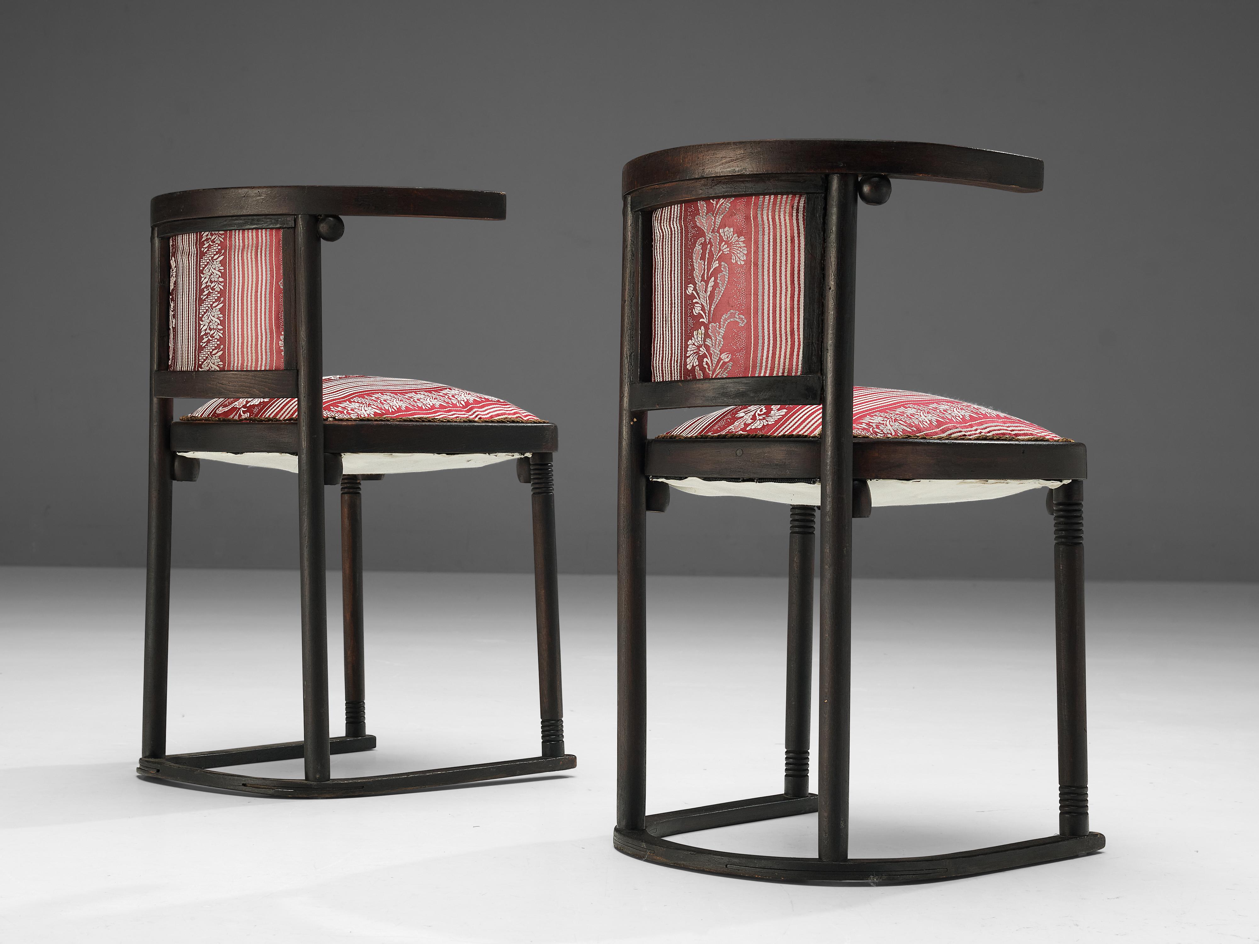 Fabric Josef Hoffmann ‘Fledermaus’ Dining Chairs in Floral Upholstery