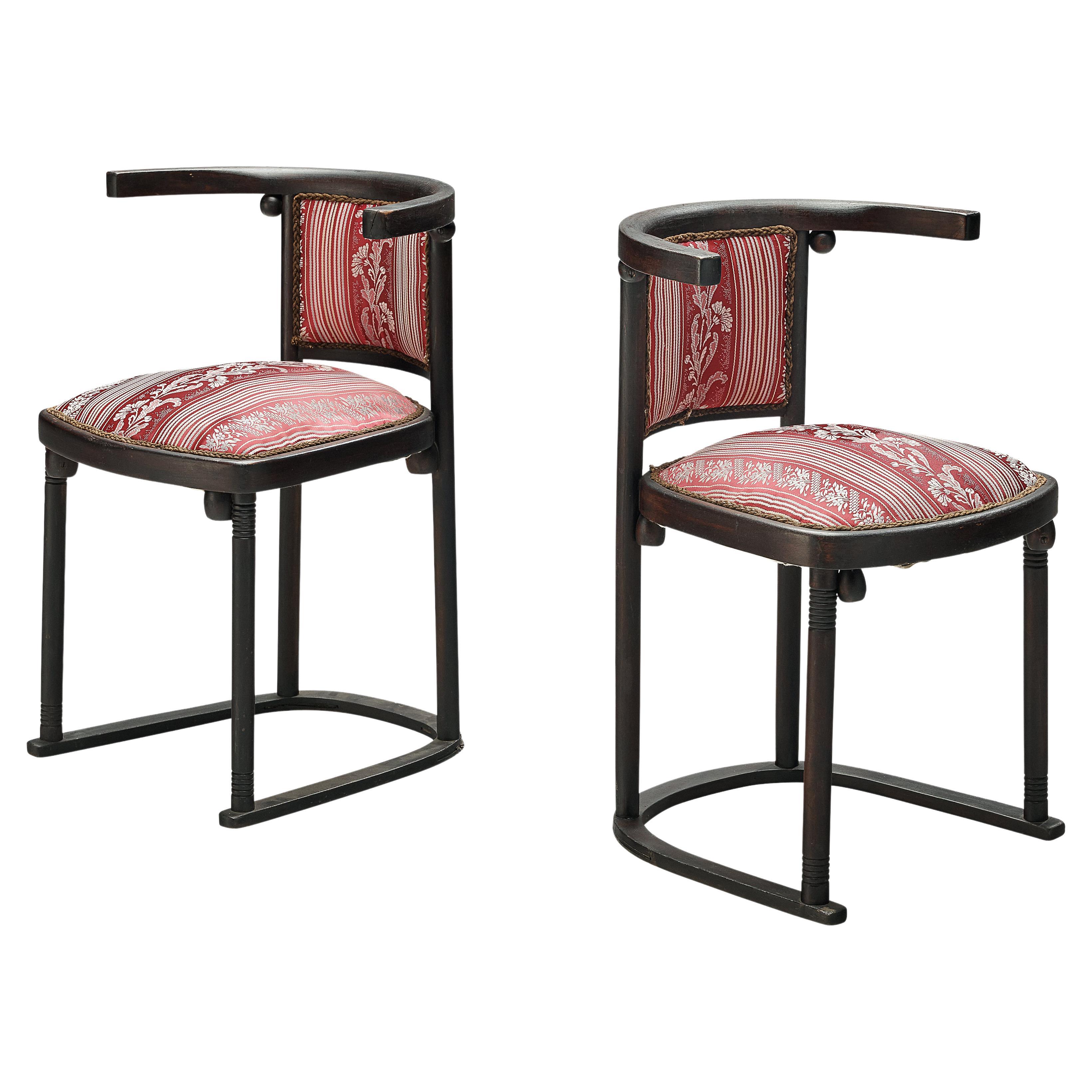 Josef Hoffmann ‘Fledermaus’ Pair of Dining Chairs in Floral Upholstery