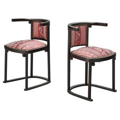 Josef Hoffmann ‘Fledermaus’ Pair of Dining Chairs in Floral Upholstery