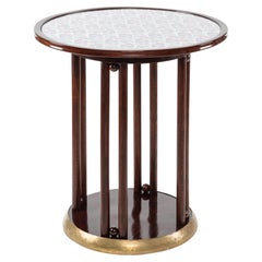 Mesa "Fledermaus" de Josef Hoffmann con tapa de cristal y pie de latón ca. 1906