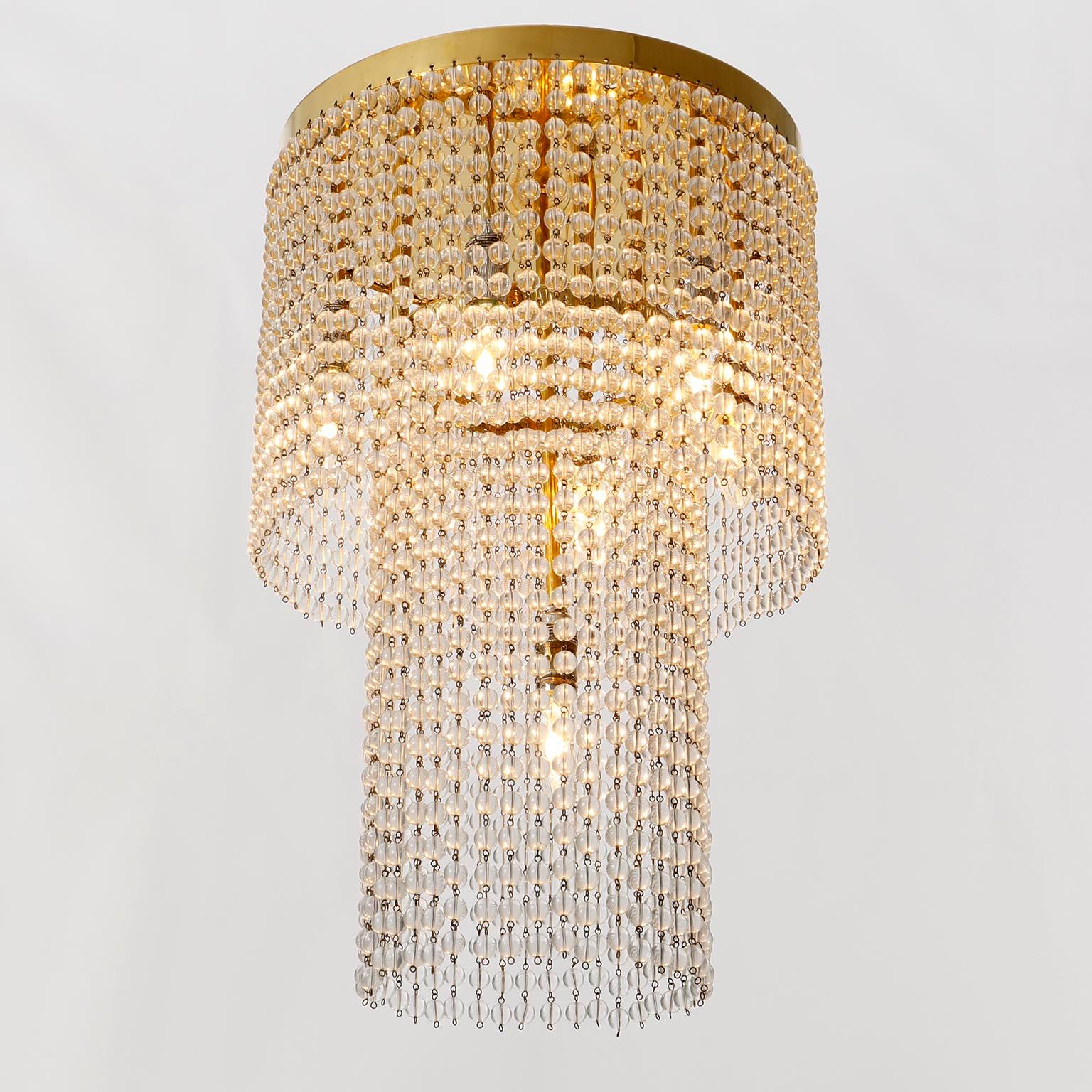 Josef Hoffmann Flush Mount Light Fixture, Brass Glass, Jugendstil In Good Condition In Hausmannstätten, AT