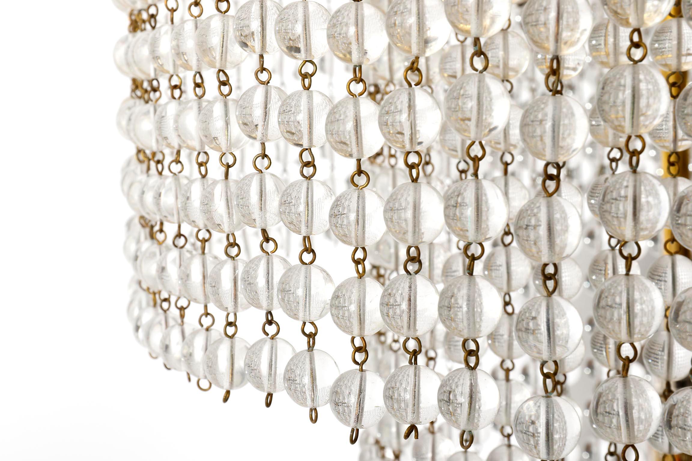 20th Century Josef Hoffmann Flush Mount Light Fixture, Brass Glass, Jugendstil